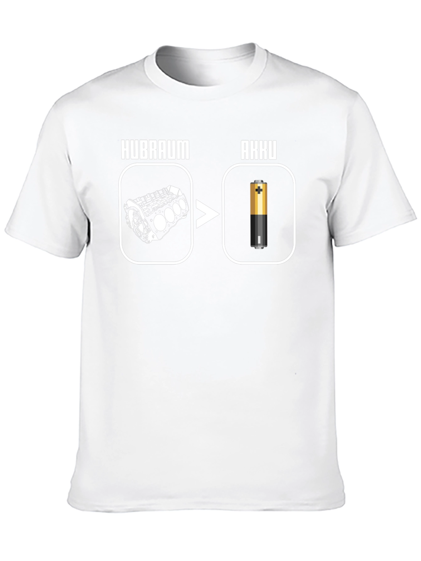Hubraum Akku T-Shirt - Electric Vehicle Humor