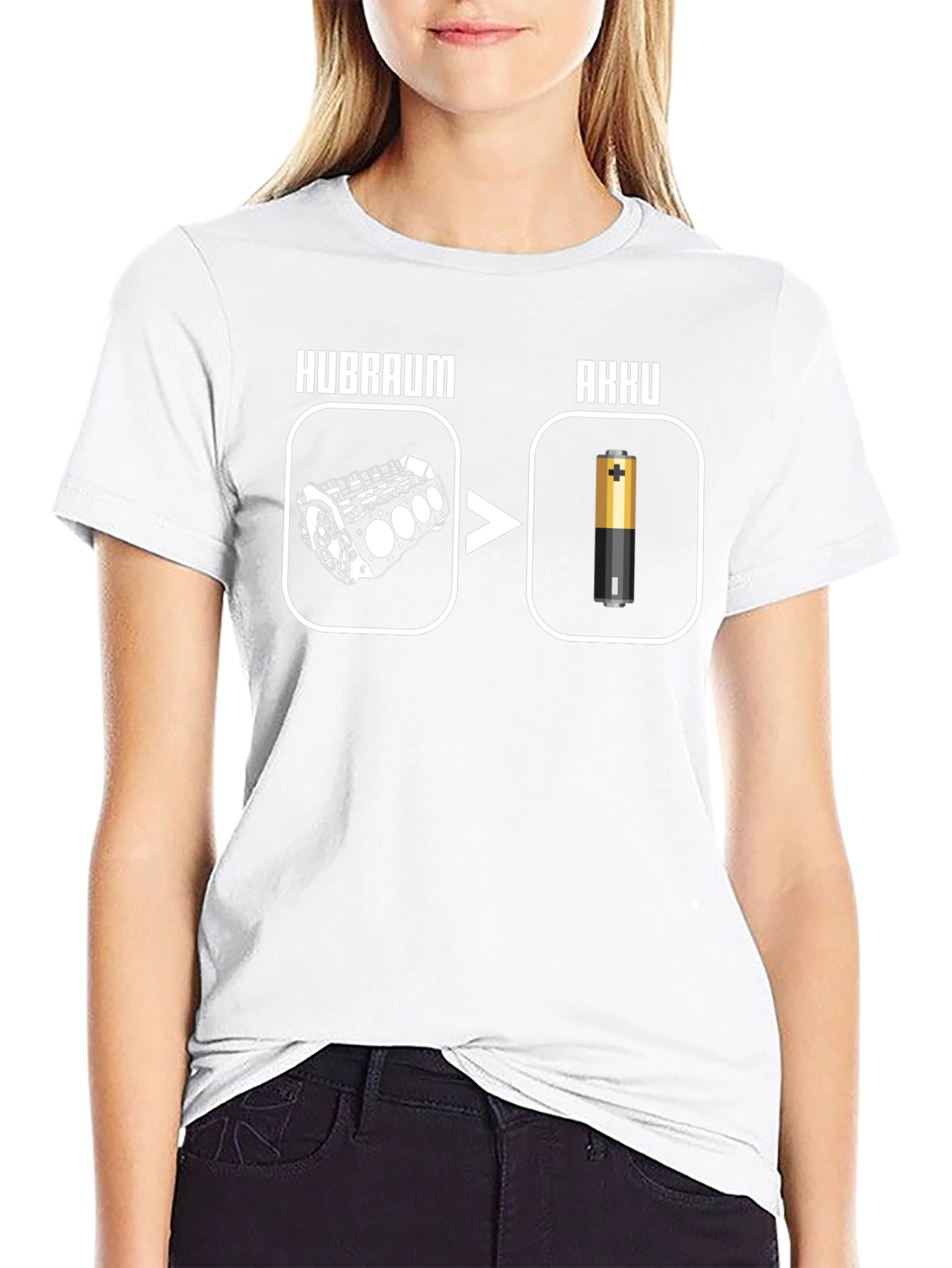 Hubraum Akku T-Shirt - Electric Vehicle Humor