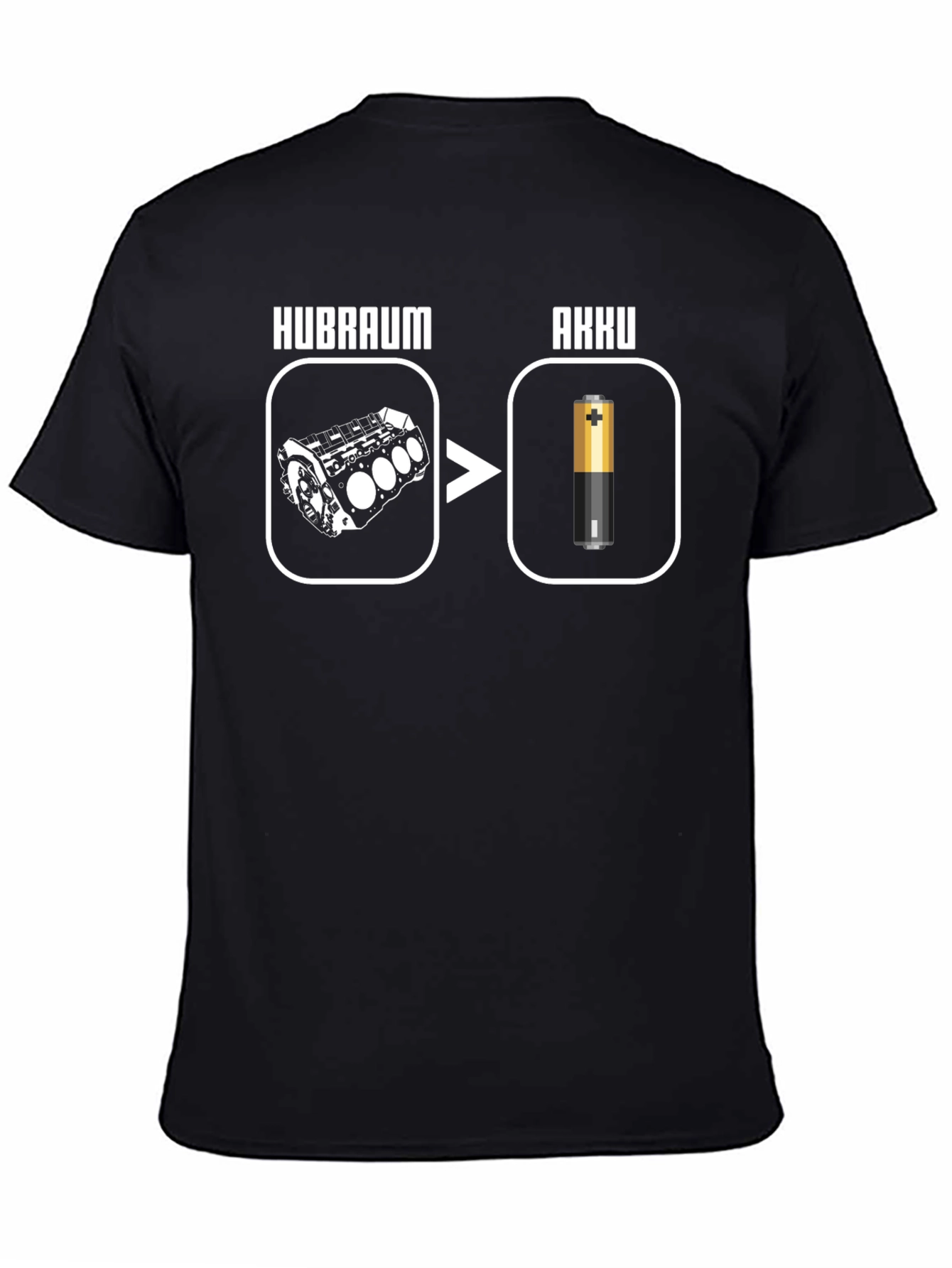 Hubraum Akku T-Shirt - Electric Vehicle Humor