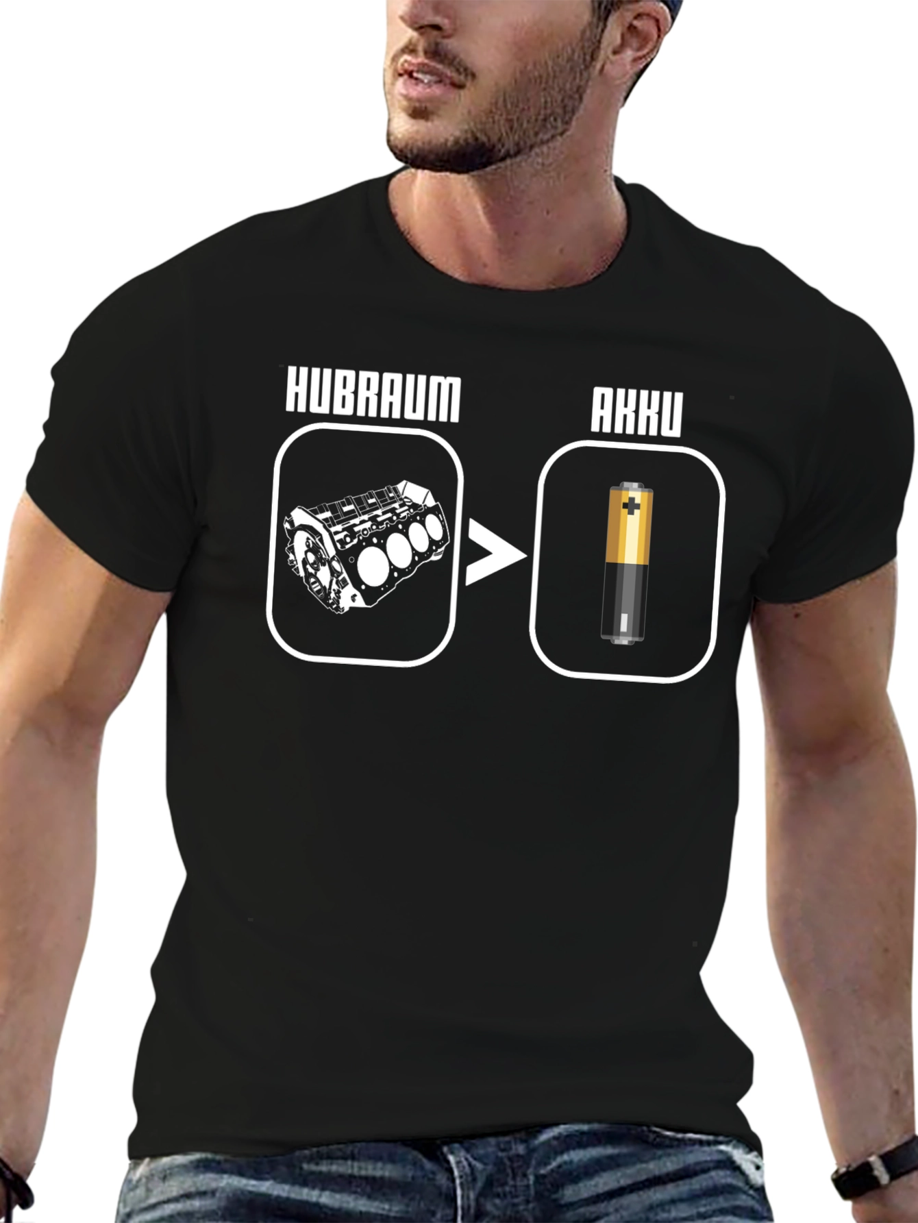 Hubraum Akku T-Shirt - Electric Vehicle Humor