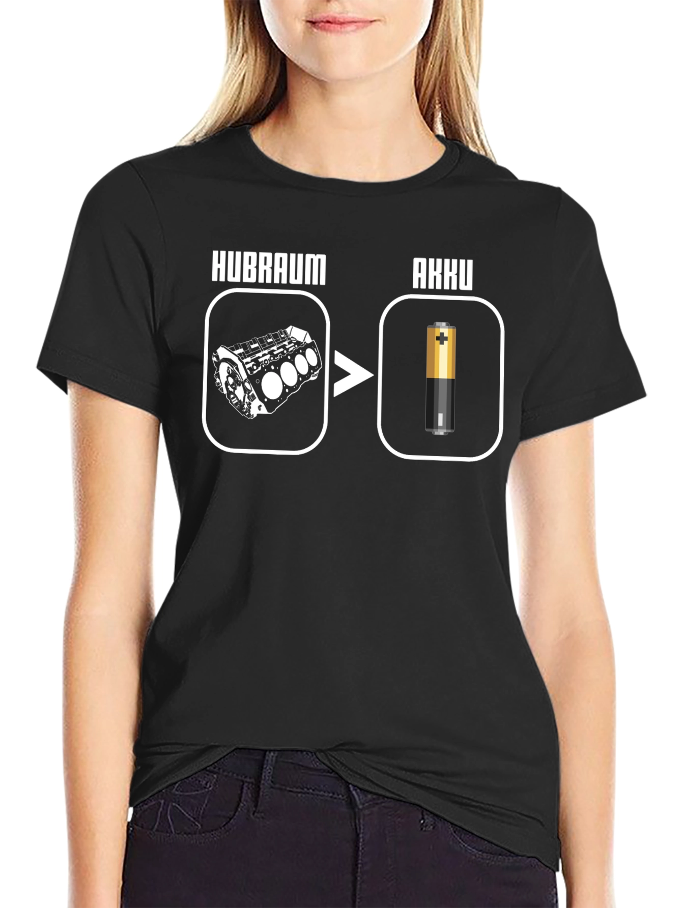 Hubraum Akku T-Shirt - Electric Vehicle Humor