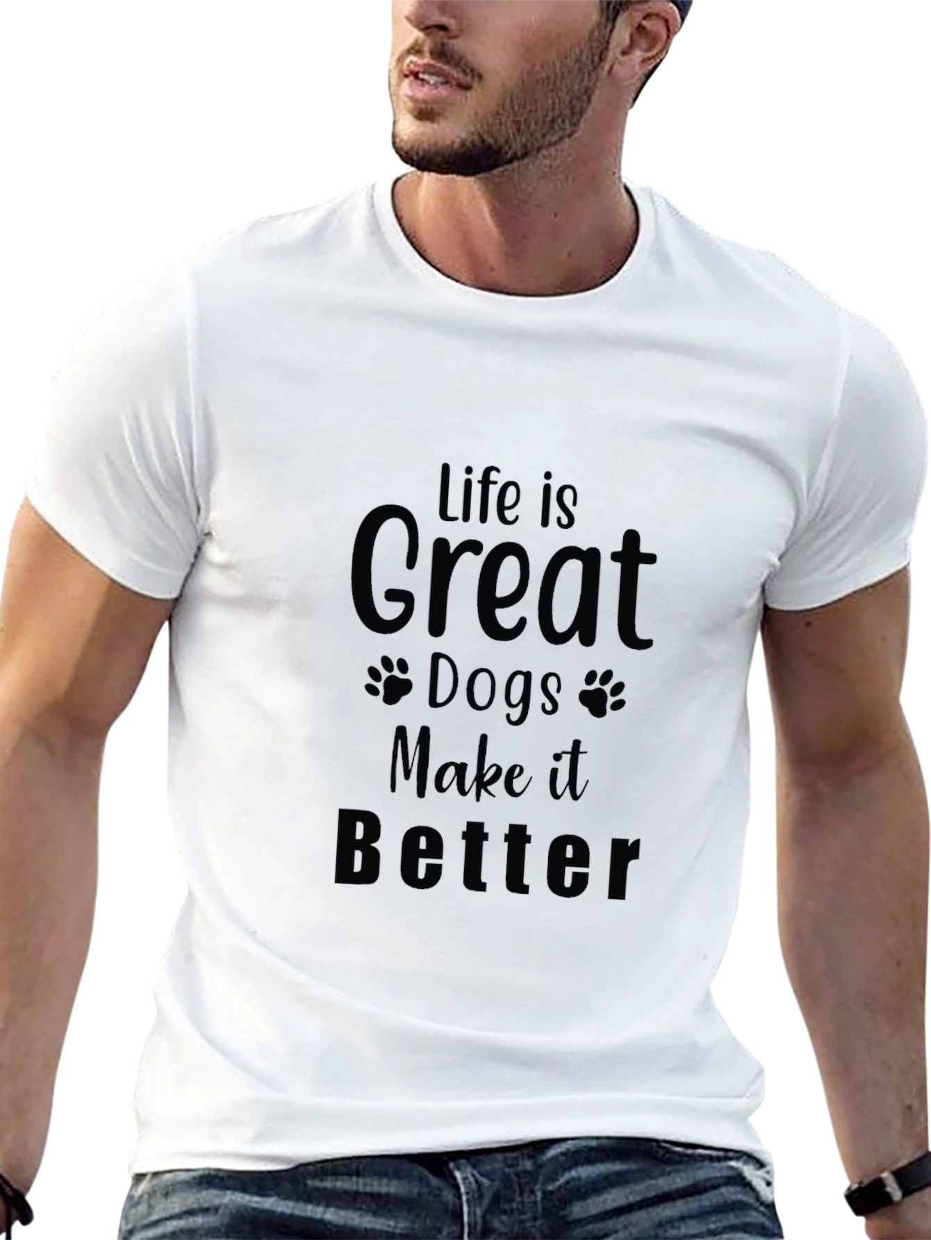Life is Great Dogs Make it Better Black T-Shirt