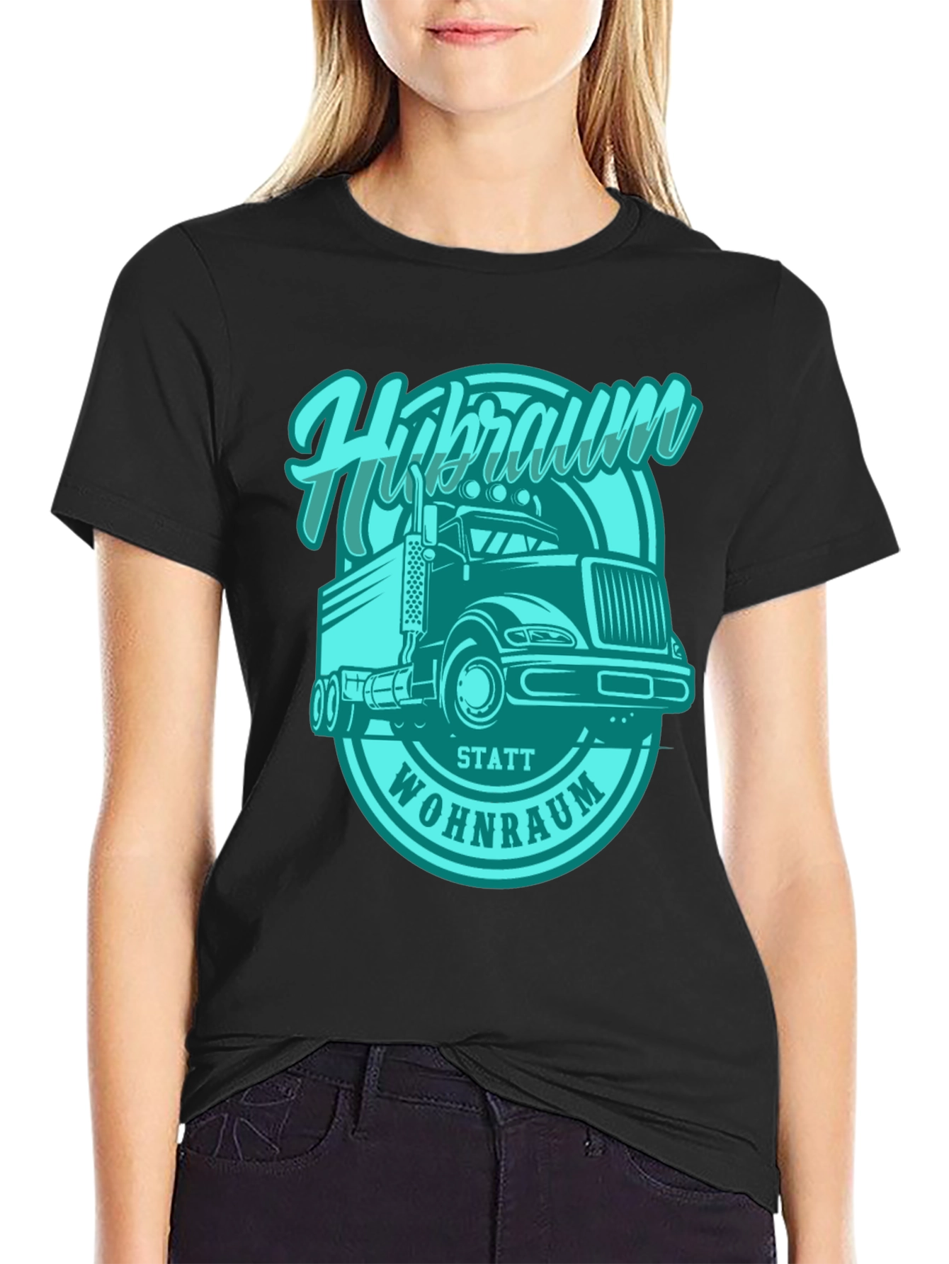 Trucker T-Shirt - Hibraum Statt Wohnraum - Black