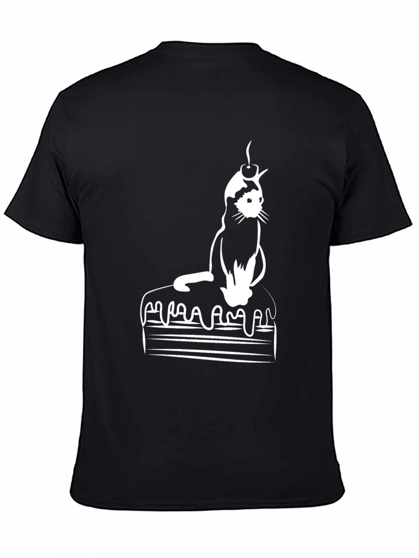 Cat on Cake Graphic Tee - Black T-Shirt