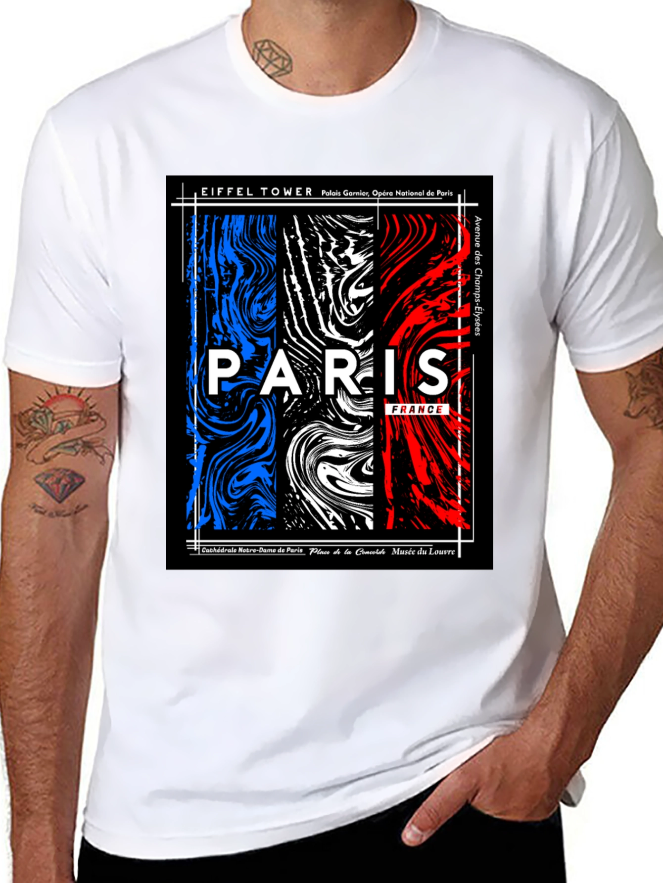 Paris France T-Shirt - Eiffel Tower Champs-Élysées