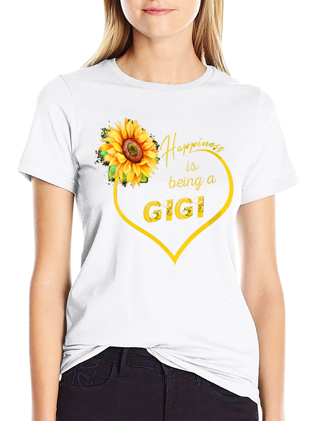 Happiness is Being a Gigi Sunflower Heart Tee
