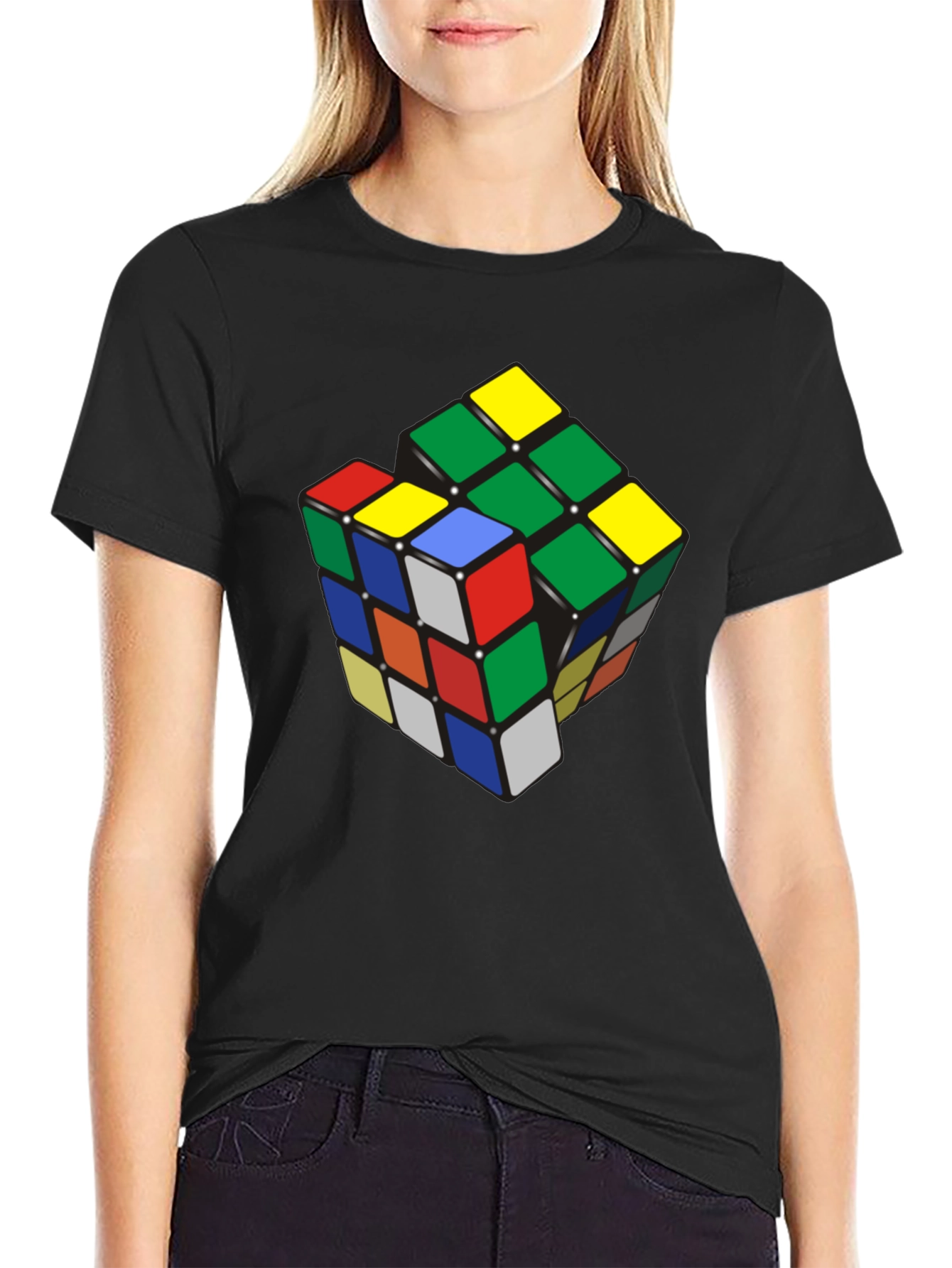 Rubiks Cube Graphic T-Shirt - Black
