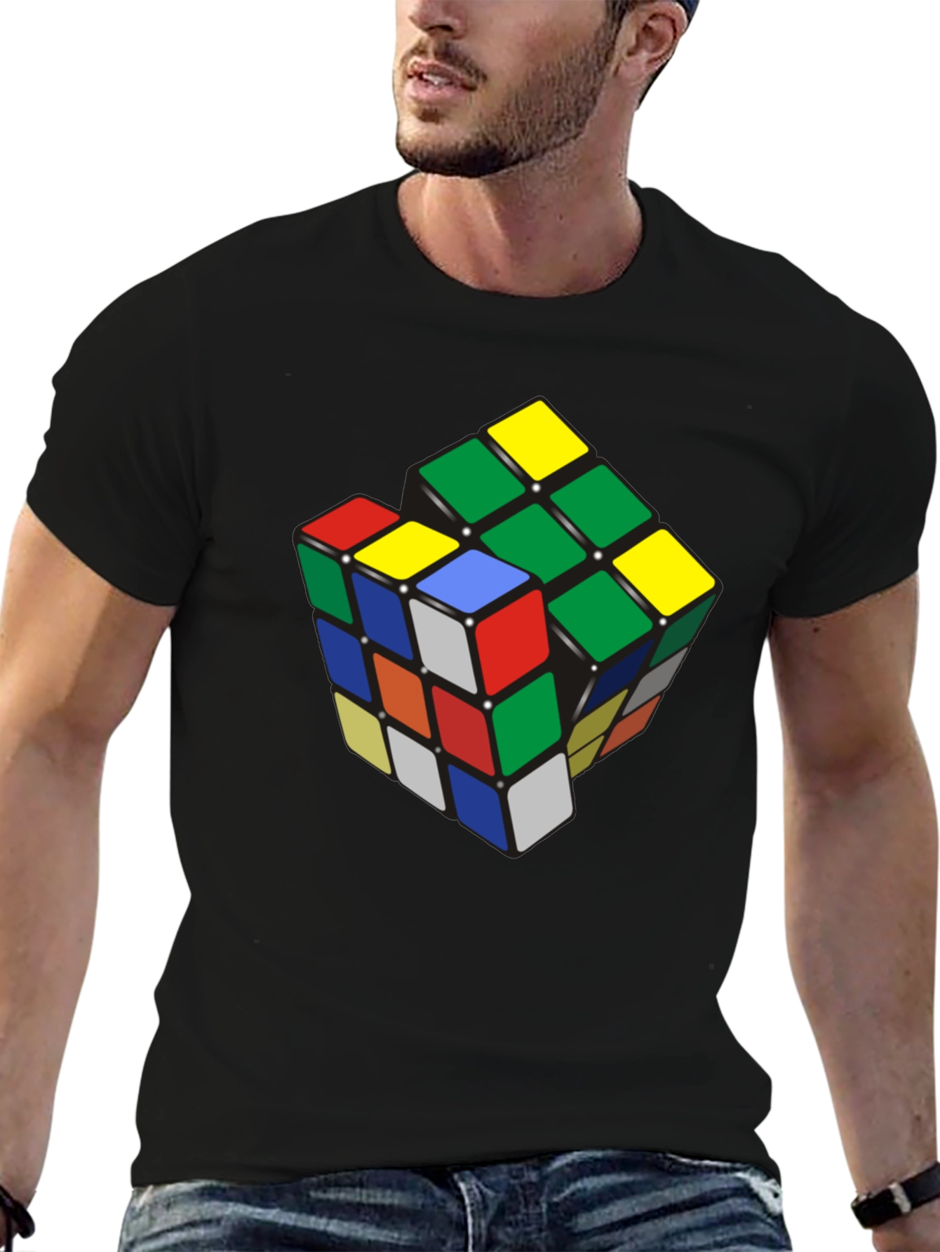 Rubiks Cube Graphic T-Shirt - Black