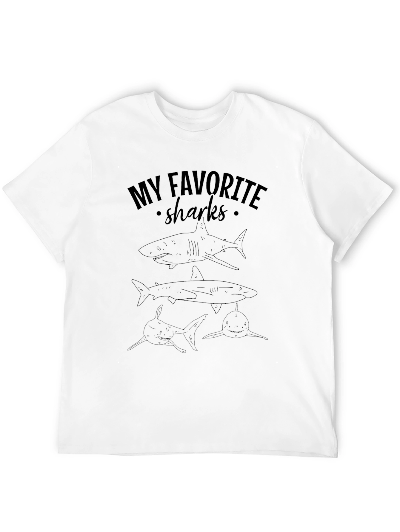 My Favorite Sharks Graphic T-Shirt - Black
