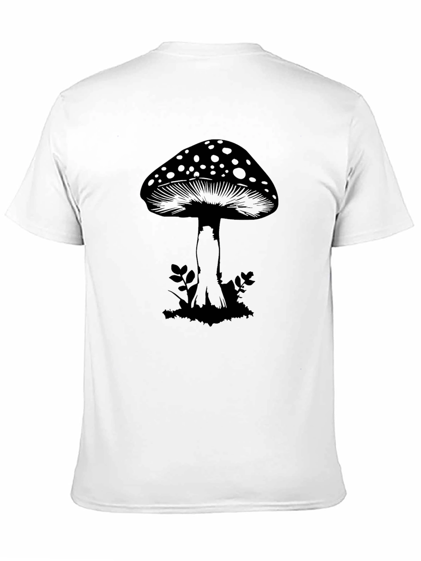 Mushroom Graphic Tee - Black Cotton Casual T-Shirt