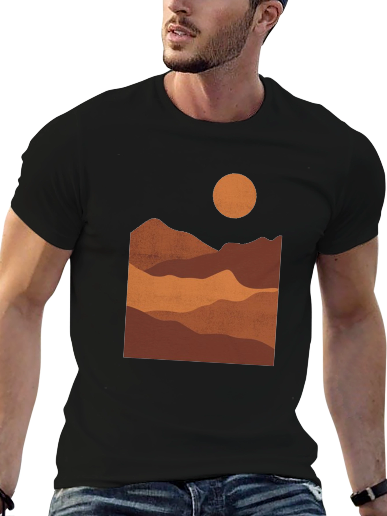 Mountains at Sunset Black Graphic Tee