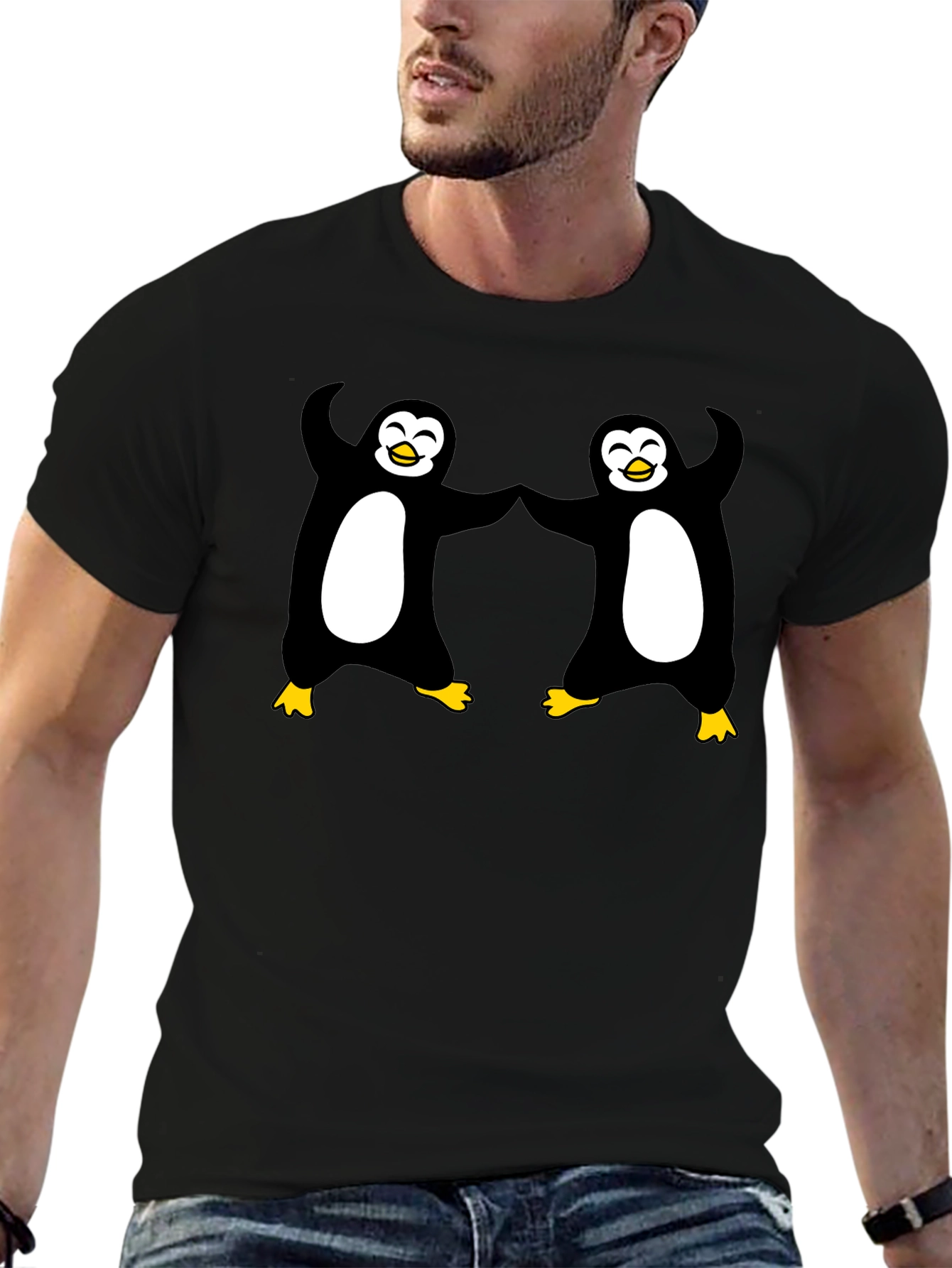 Dancing Penguins Black T-Shirt - Cute & Fun