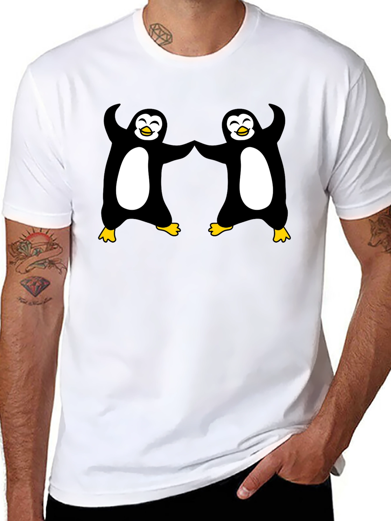 Dancing Penguins Black T-Shirt - Cute & Fun