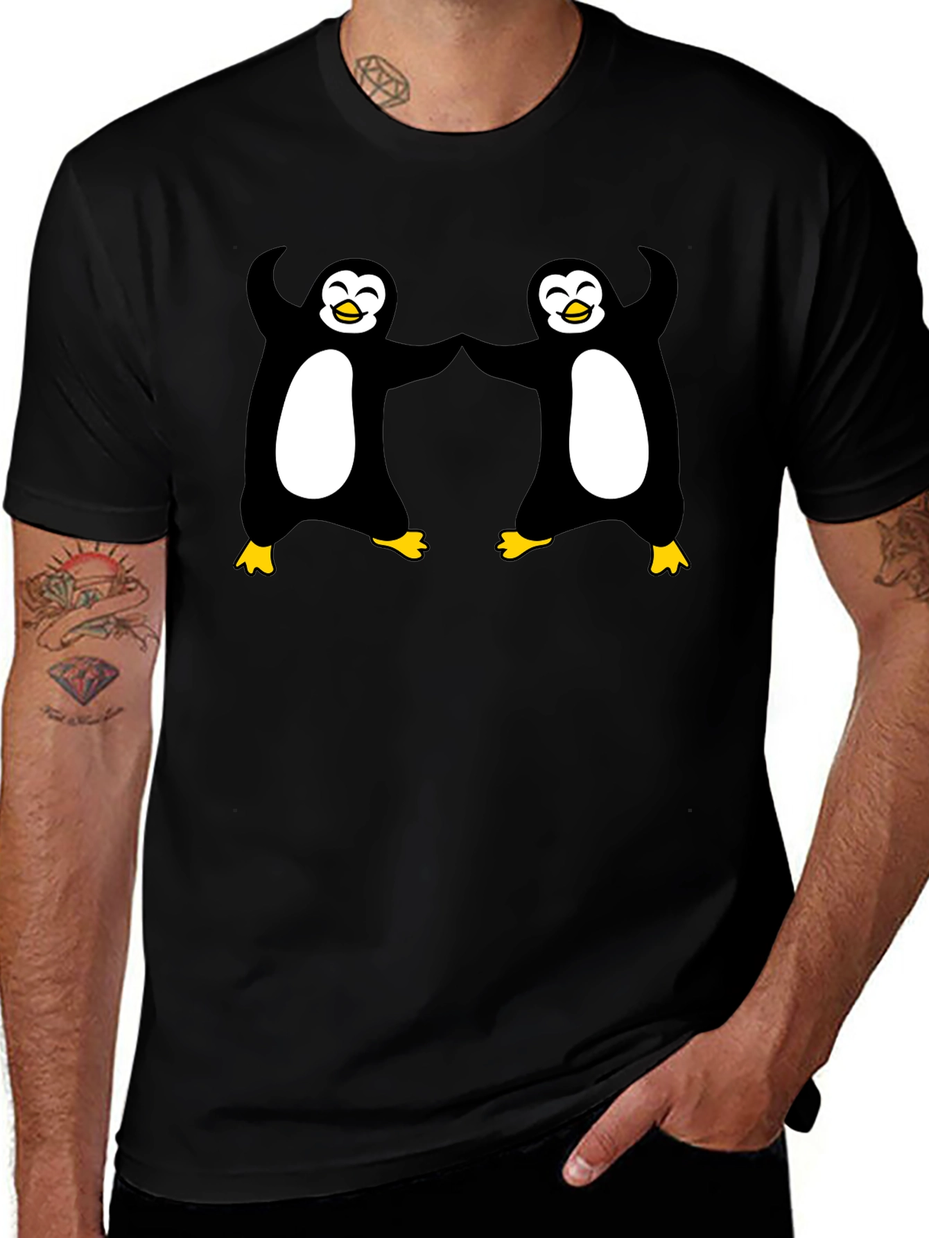 Dancing Penguins Black T-Shirt - Cute & Fun