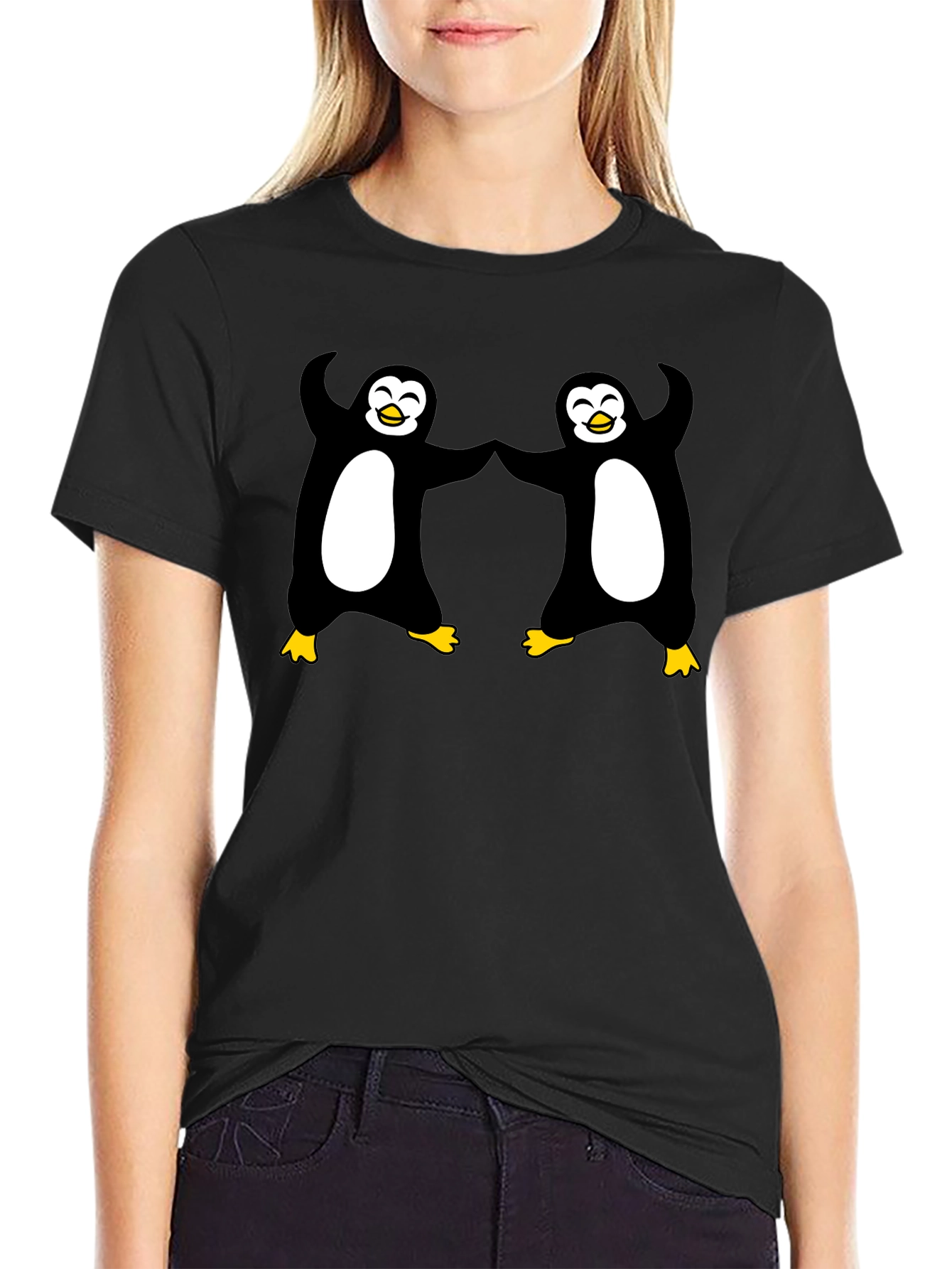 Dancing Penguins Black T-Shirt - Cute & Fun