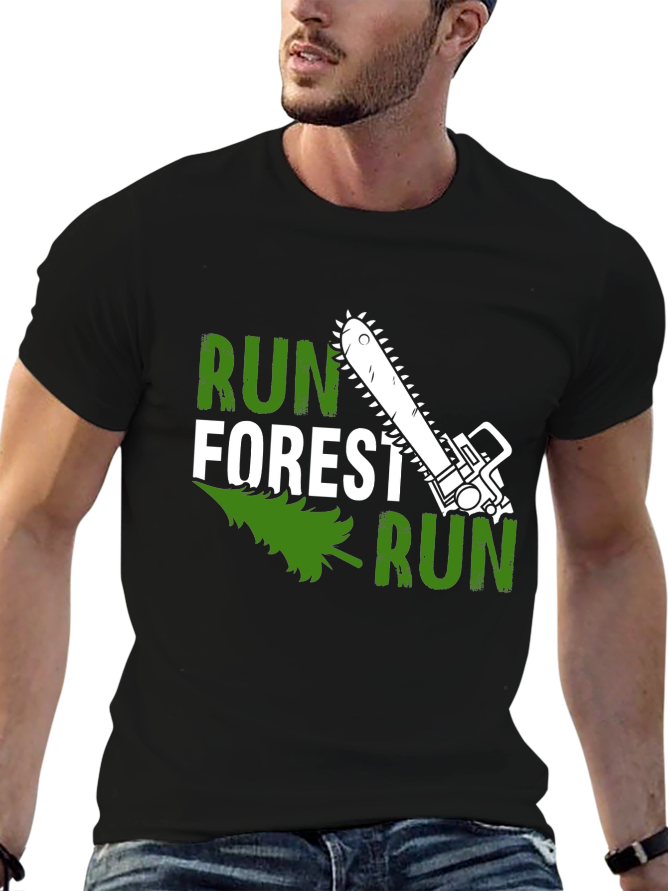 Run Forest Run Funny Chainsaw T-Shirt