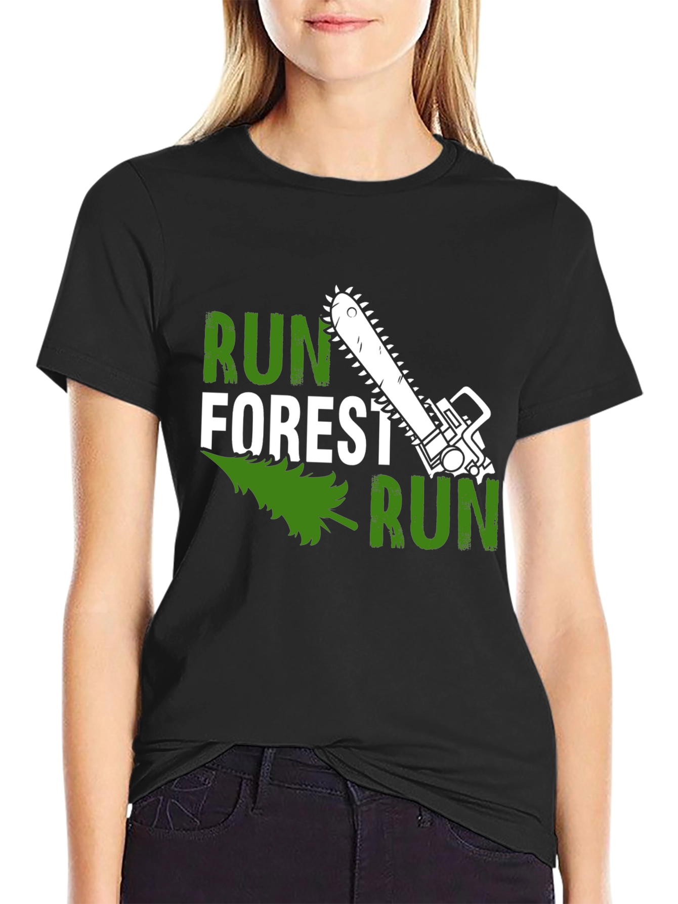 Run Forest Run Funny Chainsaw T-Shirt