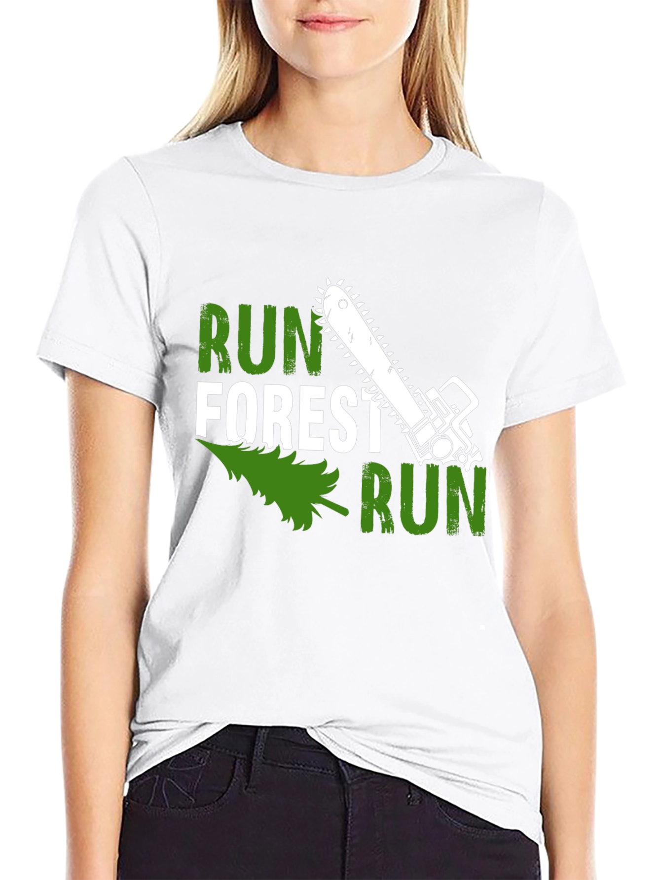 Run Forest Run Funny Chainsaw T-Shirt