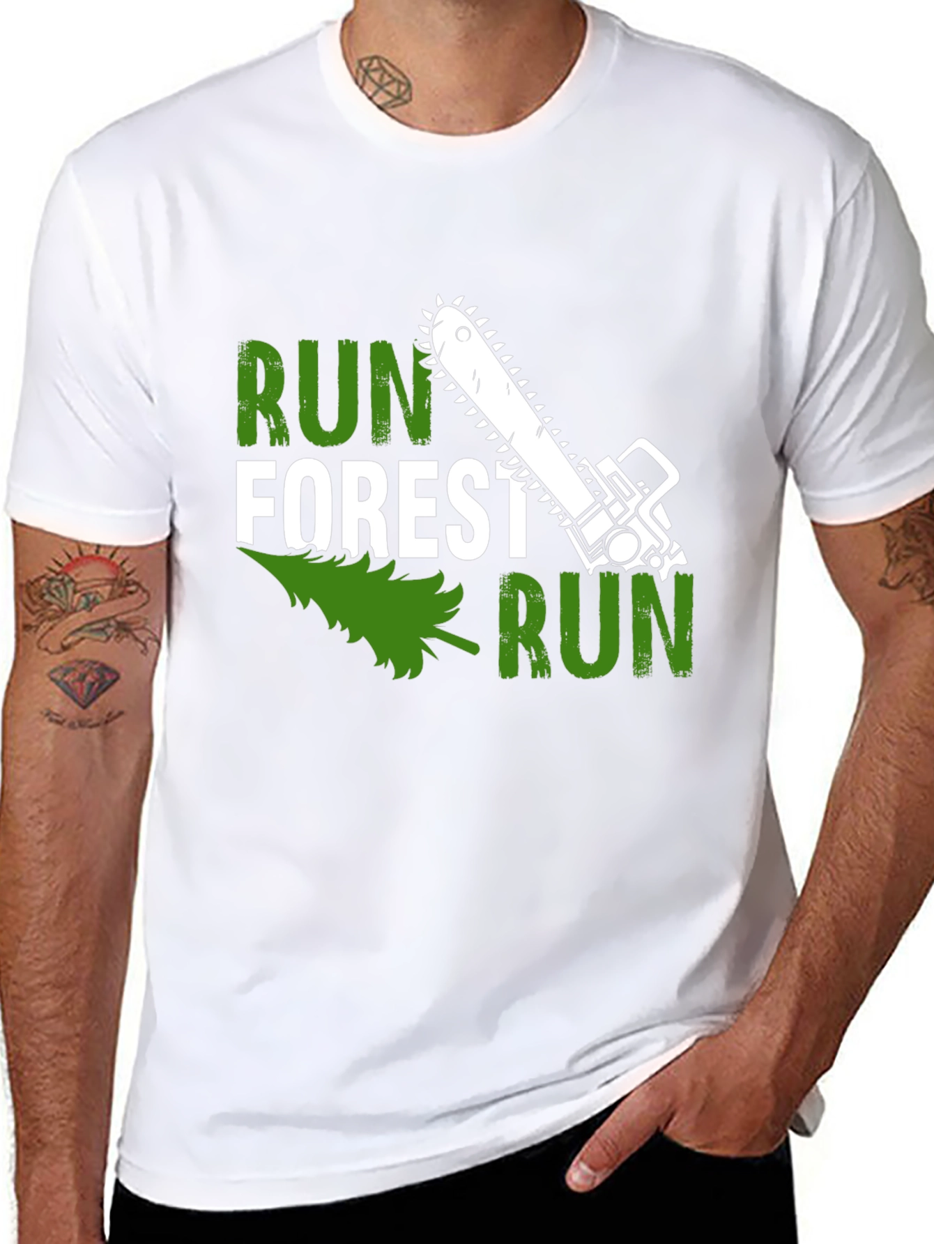Run Forest Run Funny Chainsaw T-Shirt