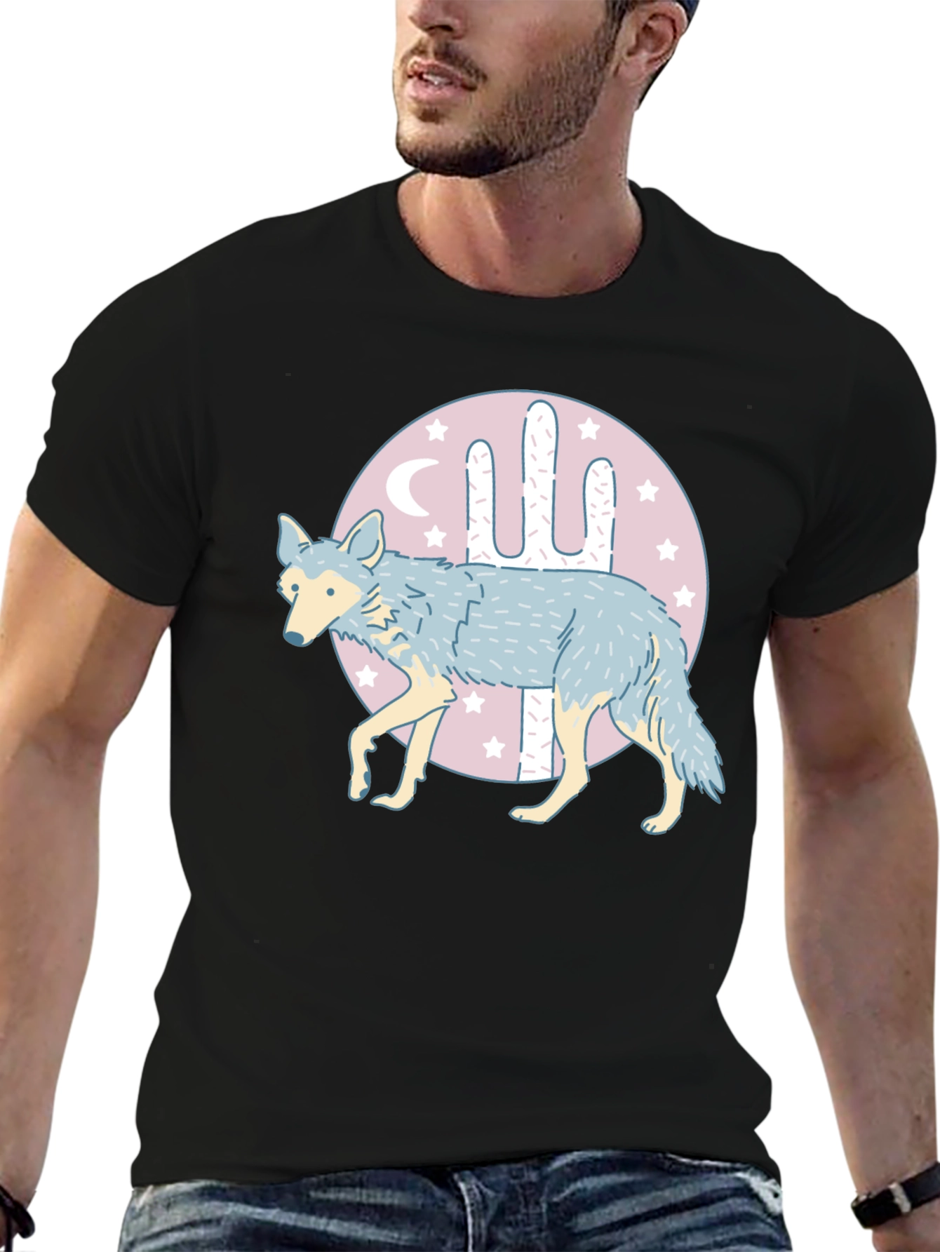 Coyote Cactus Graphic T-Shirt - Desert Moon