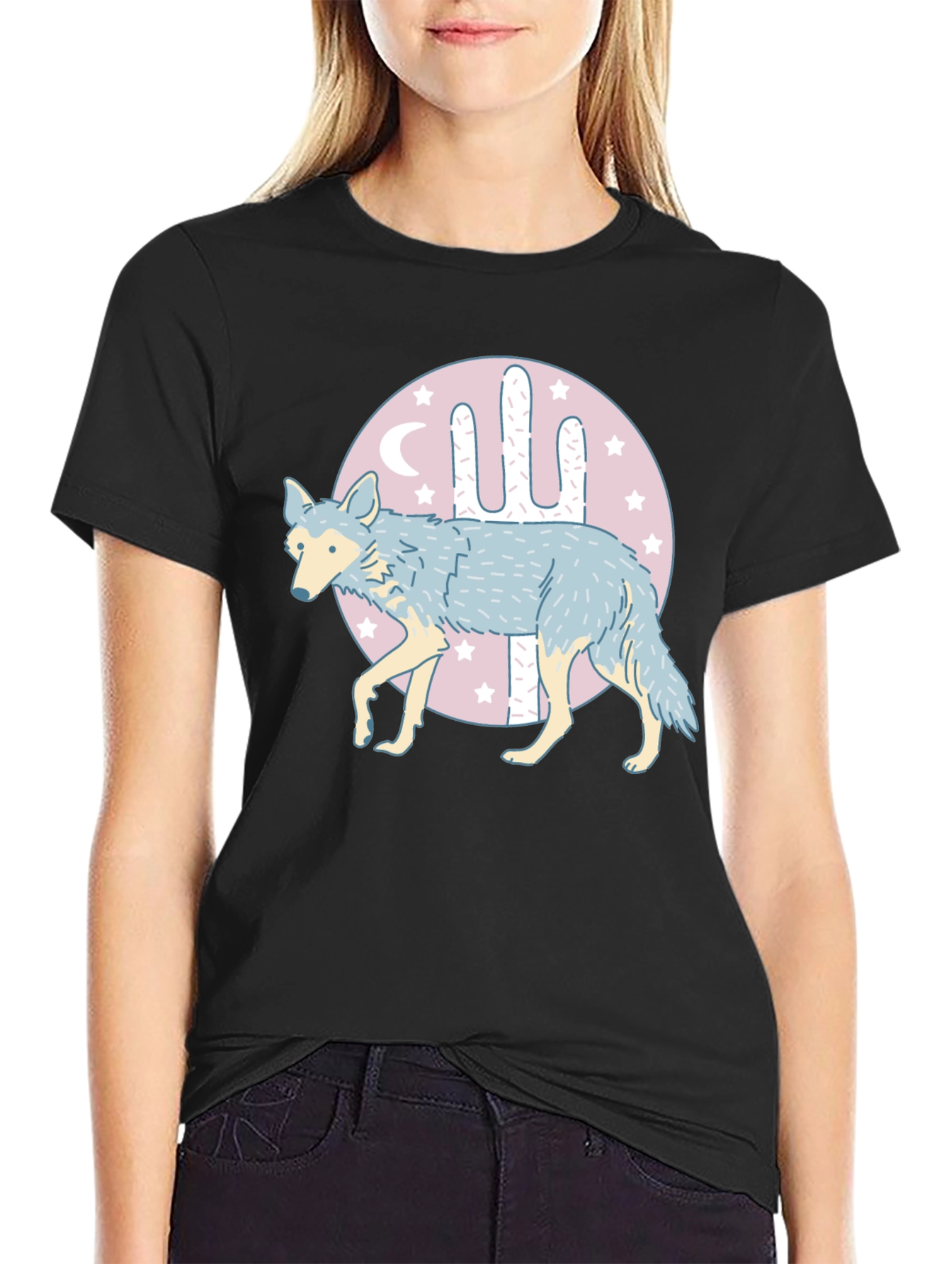 Coyote Cactus Graphic T-Shirt - Desert Moon