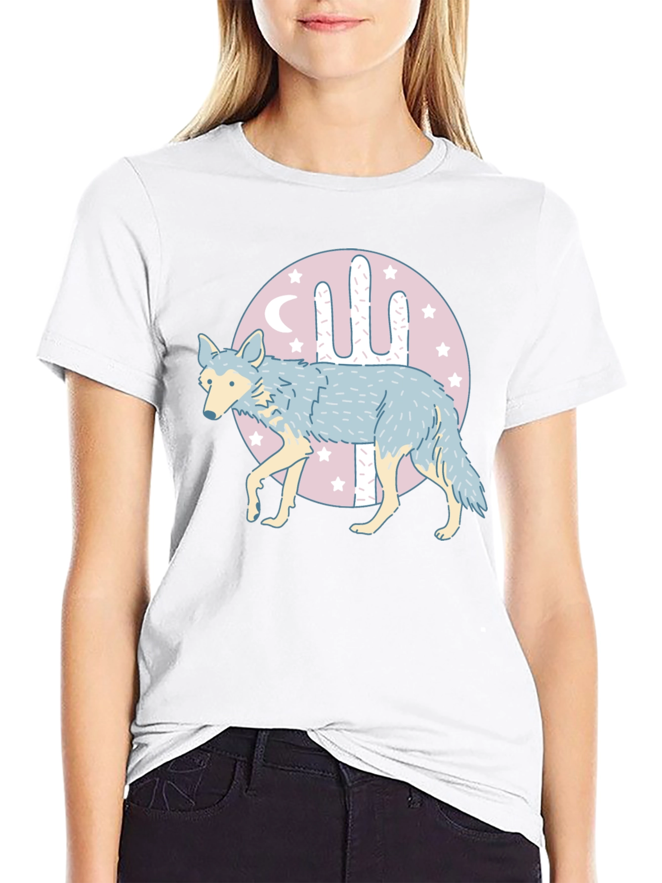 Coyote Cactus Graphic T-Shirt - Desert Moon