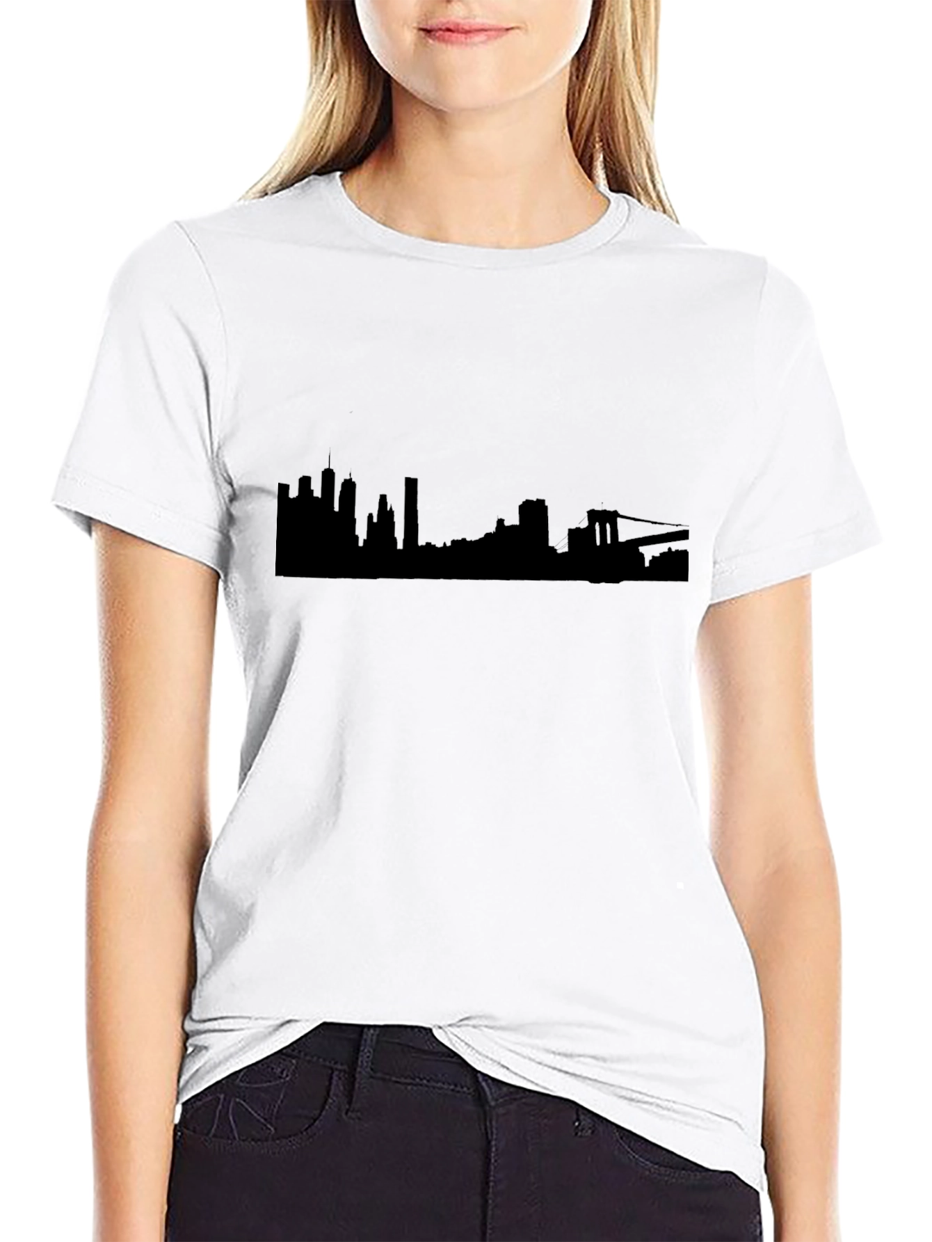 NYC Skyline Graphic Tee - Black Cotton Shirt