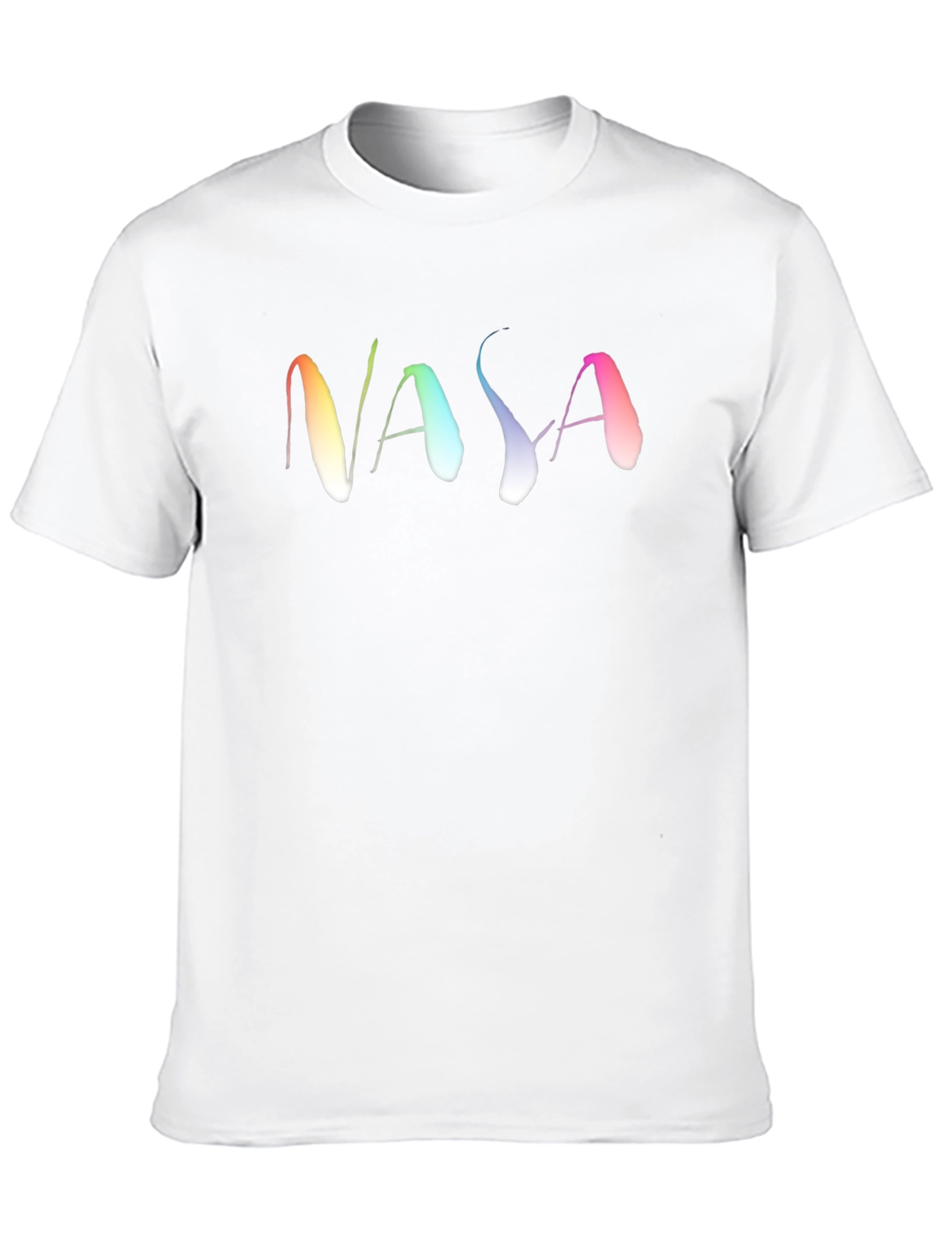 NASA Rainbow Text Black T-Shirt
