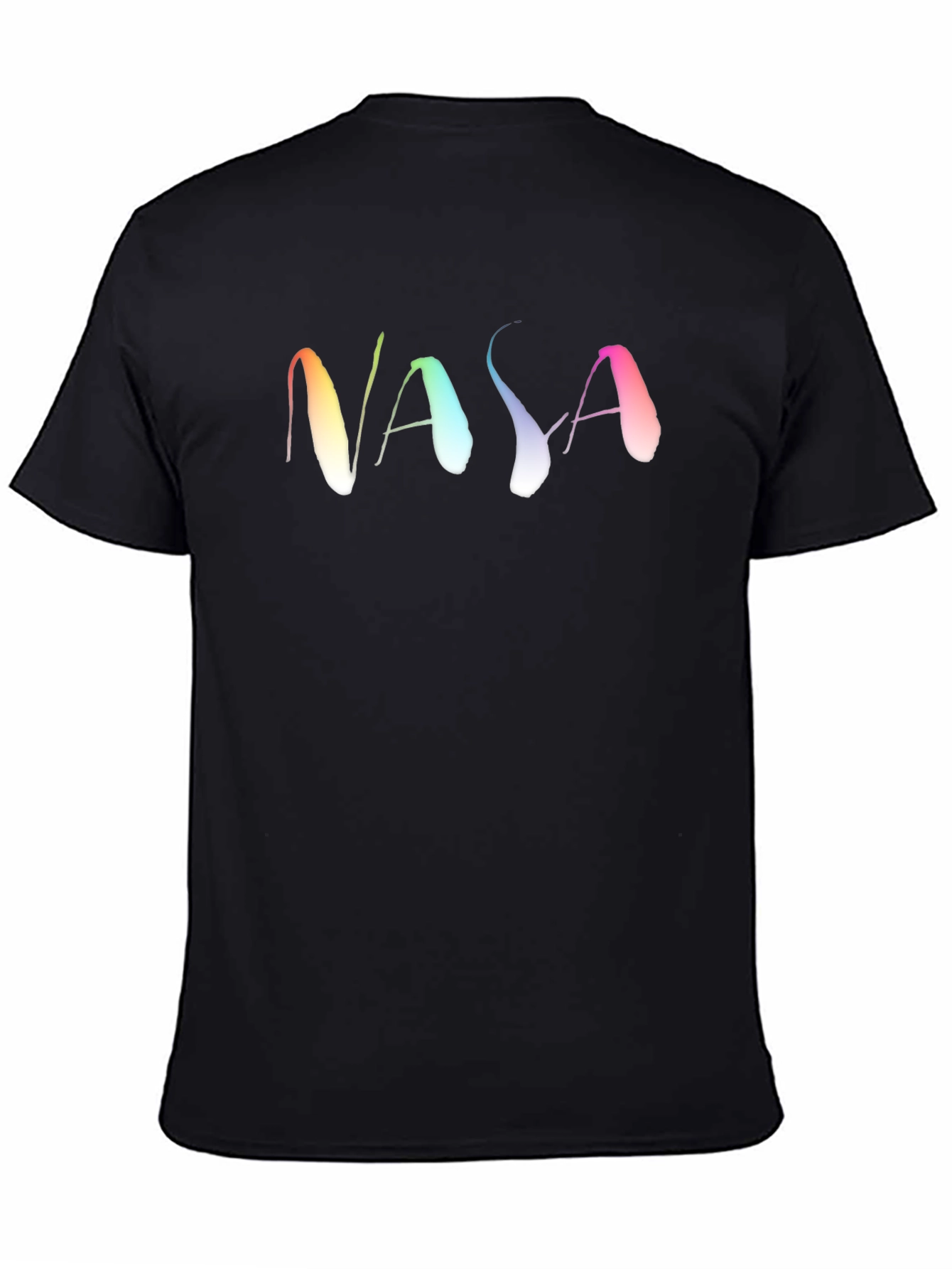 NASA Rainbow Text Black T-Shirt