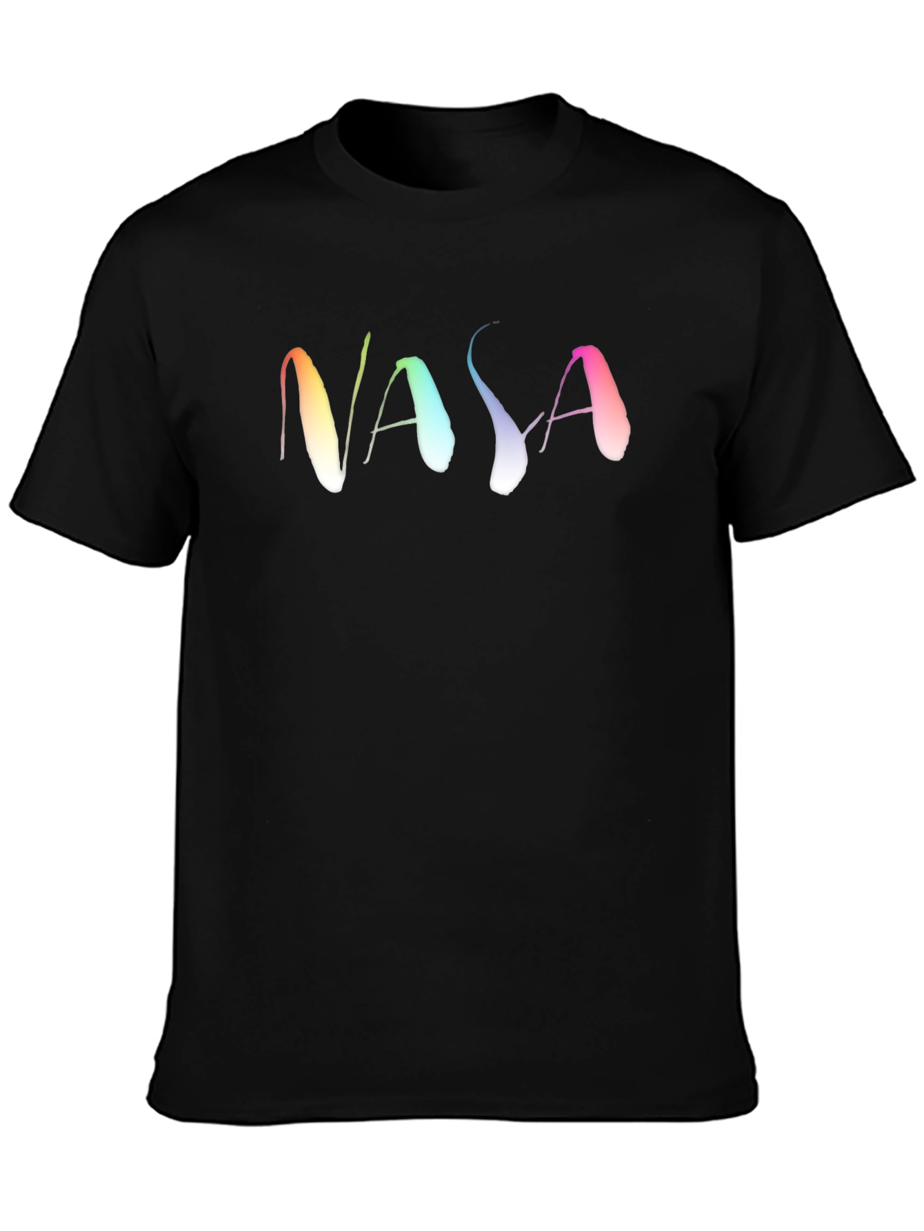 NASA Rainbow Text Black T-Shirt