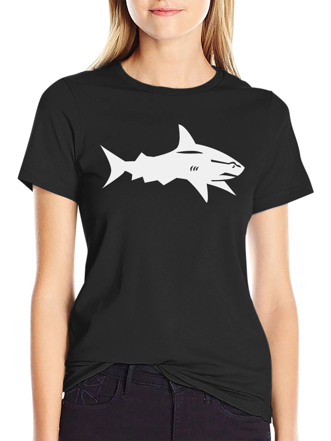 Shark Graphic Tee - Stylish Black Cotton T-Shirt