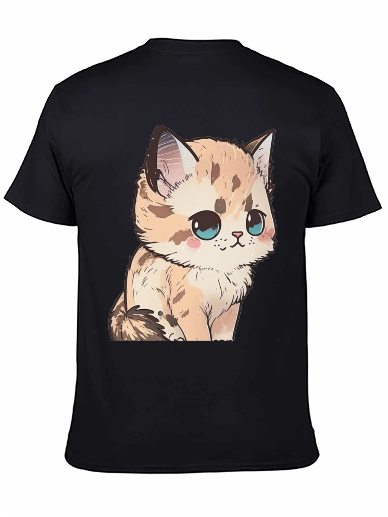 Cute Kitten Graphic Tee - Soft Black Cotton Shirt
