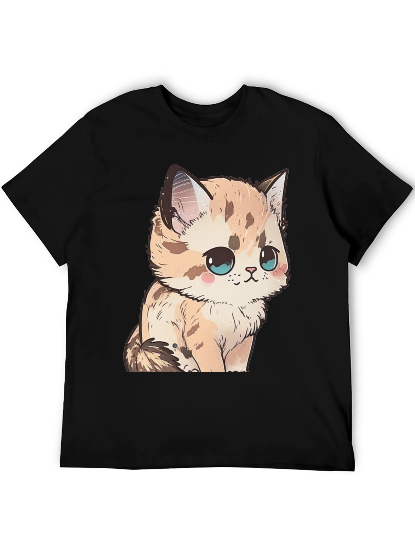 Cute Kitten Graphic Tee - Soft Black Cotton Shirt