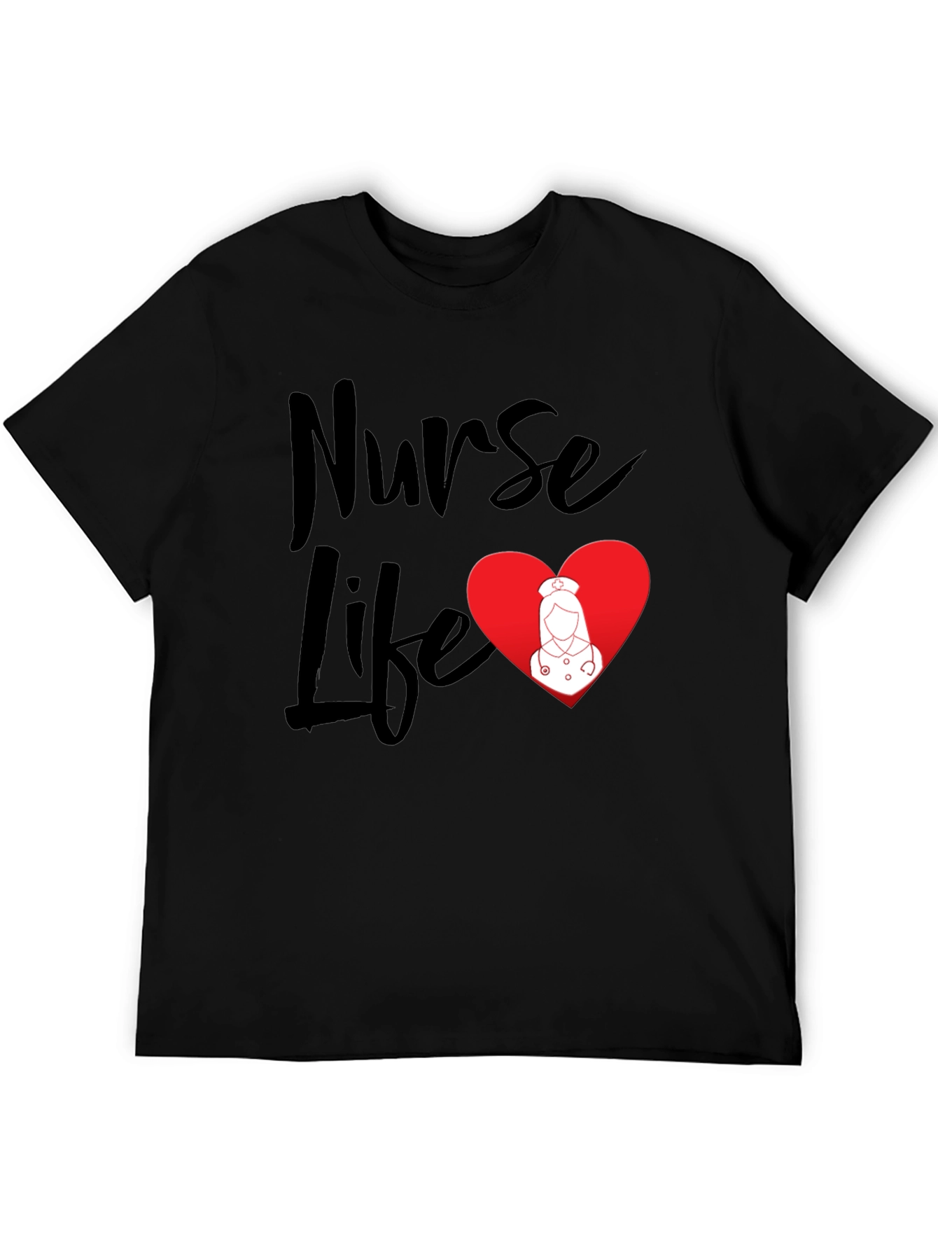 Nurse Life Black T-Shirt - Heart Graphic