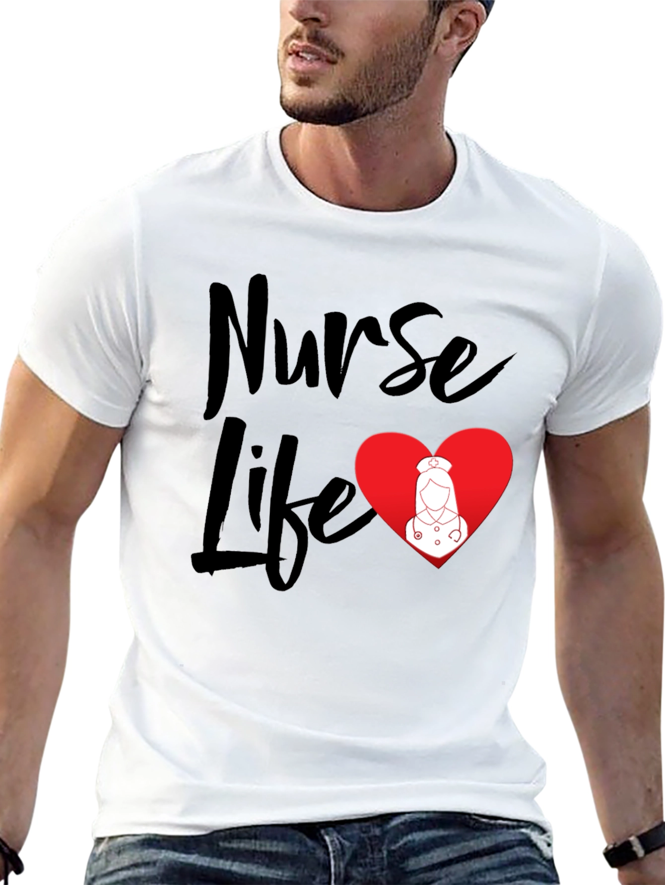 Nurse Life Black T-Shirt - Heart Graphic
