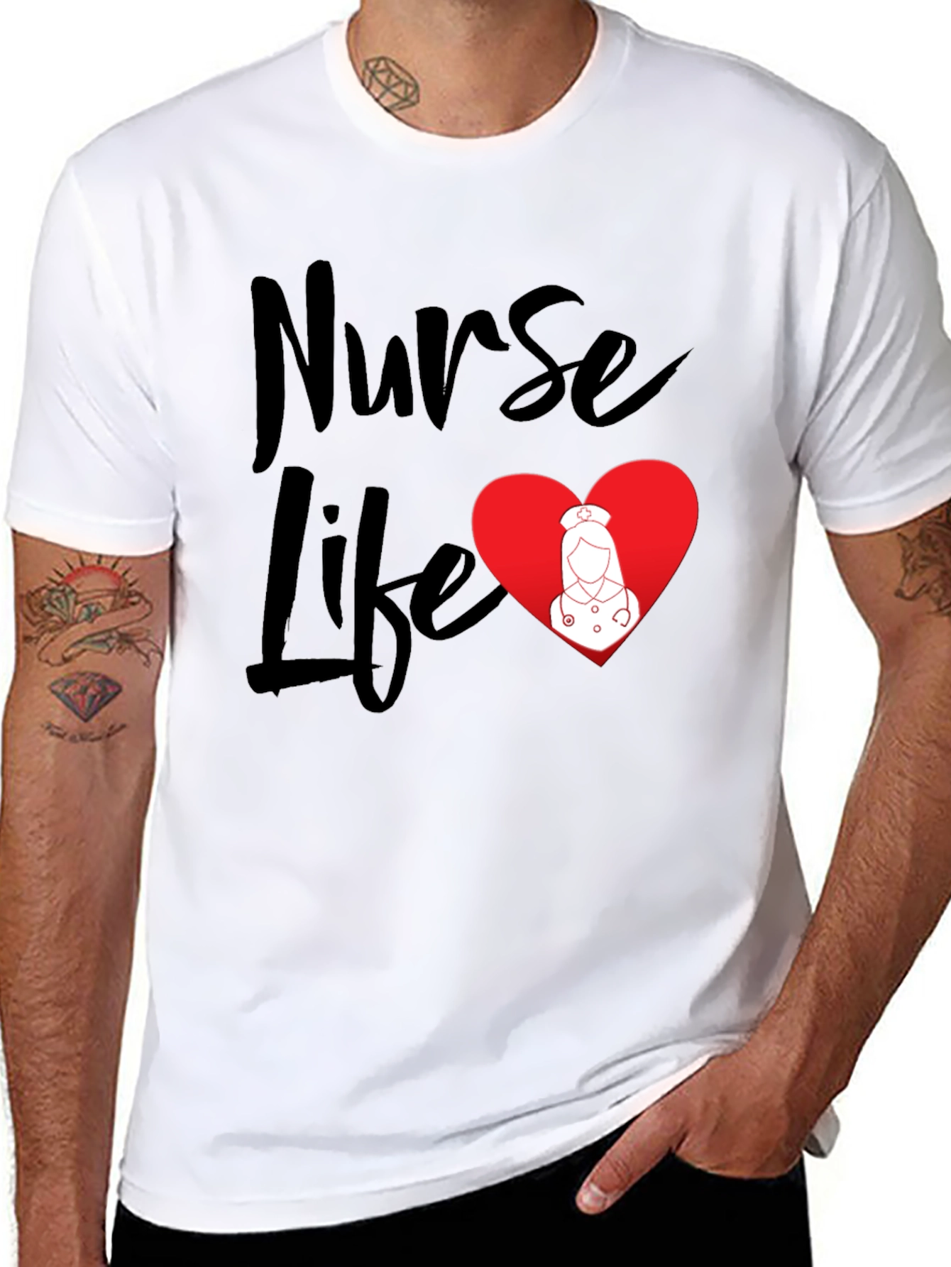 Nurse Life Black T-Shirt - Heart Graphic