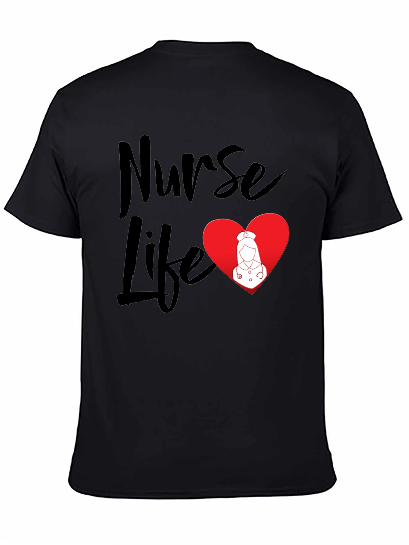 Nurse Life Black T-Shirt - Heart Graphic