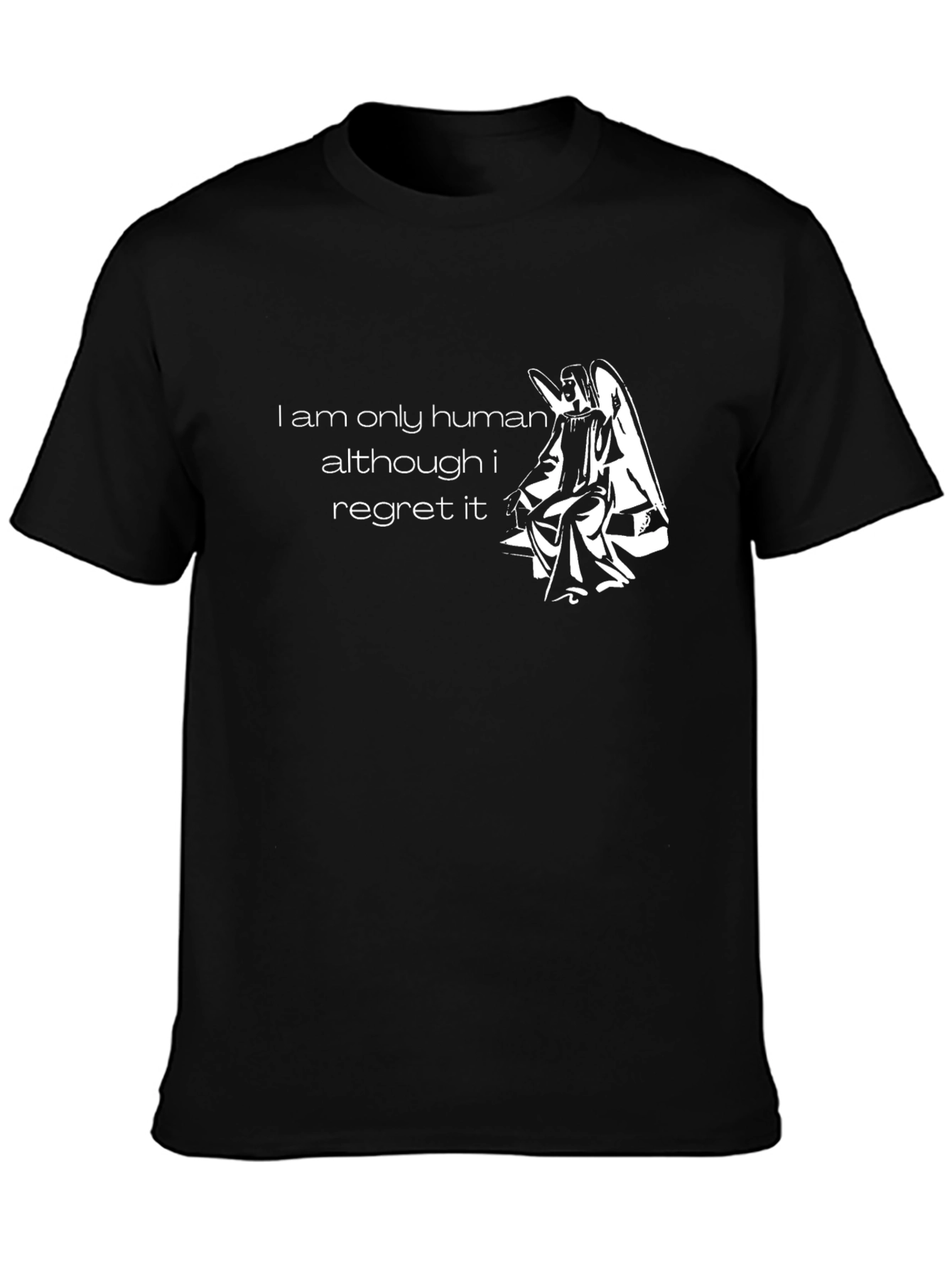 Regretful Angel Graphic T-Shirt - Black