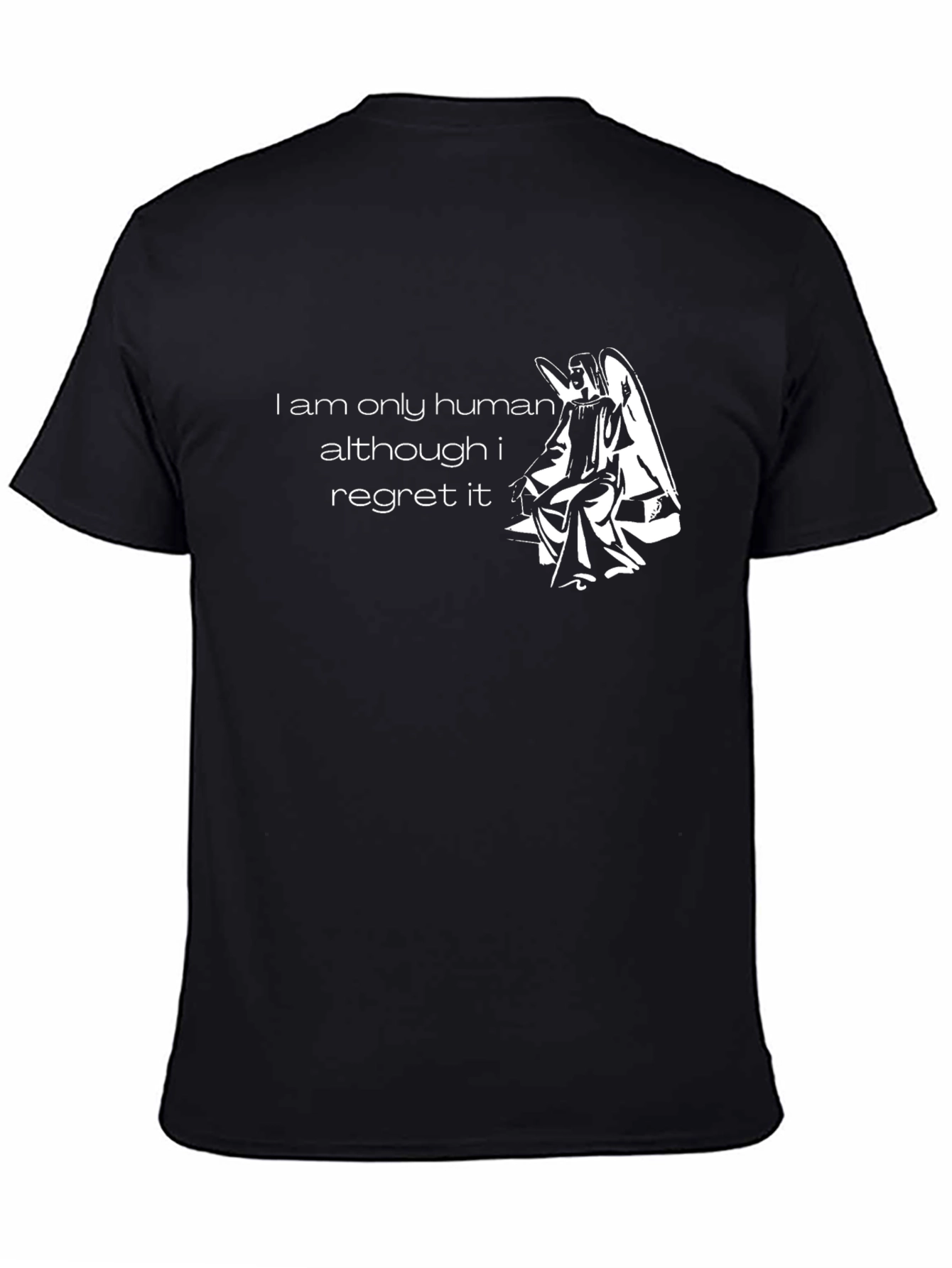 Regretful Angel Graphic T-Shirt - Black