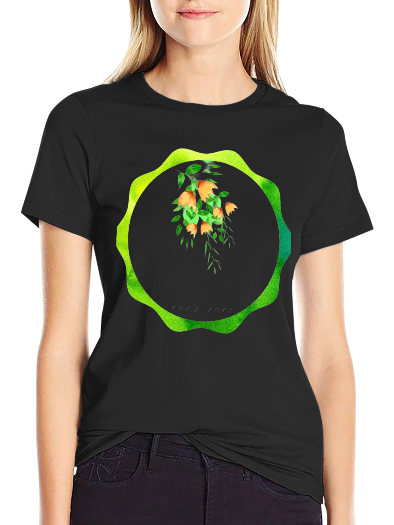 Floral Circle Graphic Tee - Unique Design