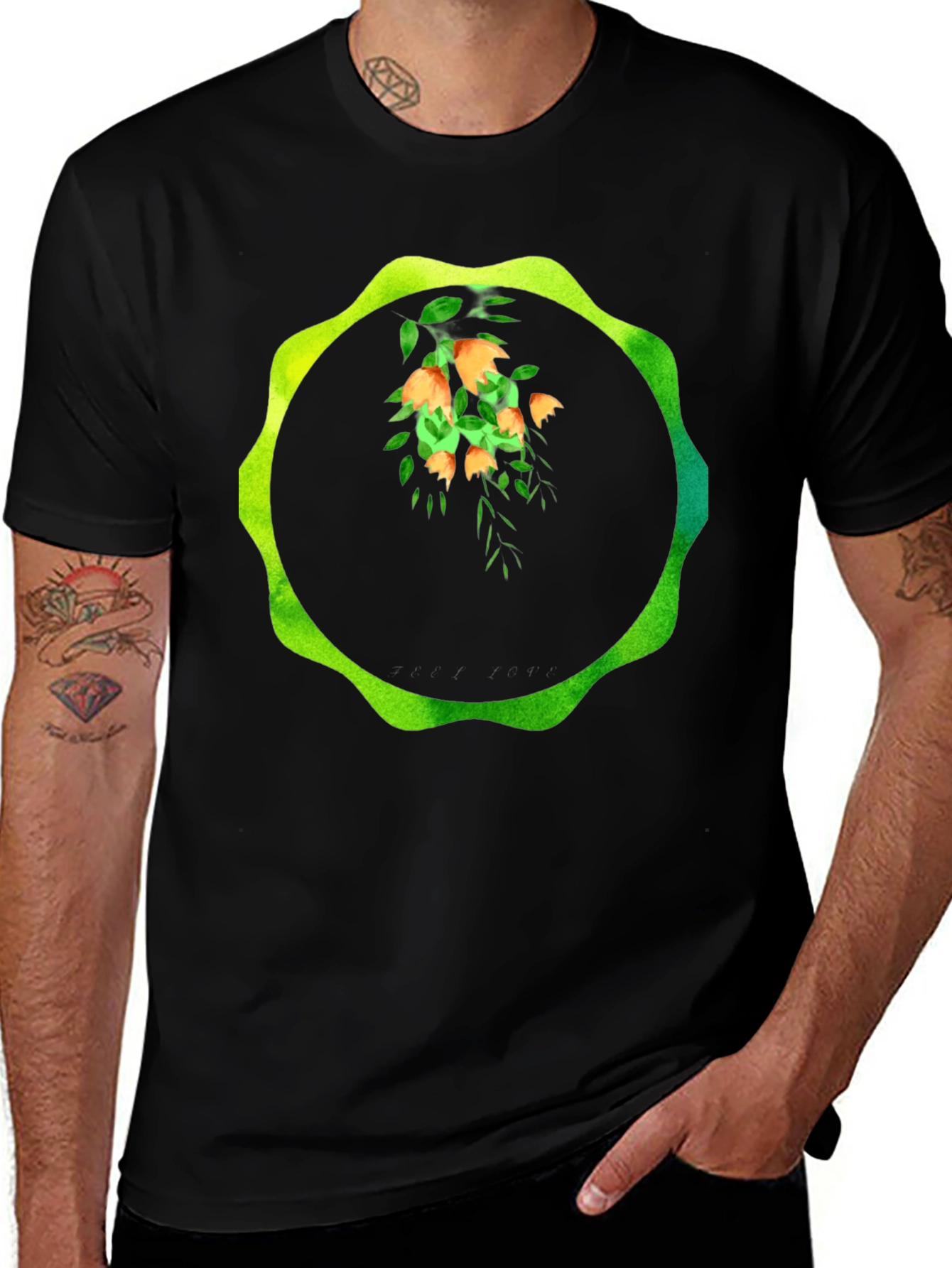 Floral Circle Graphic Tee - Unique Design