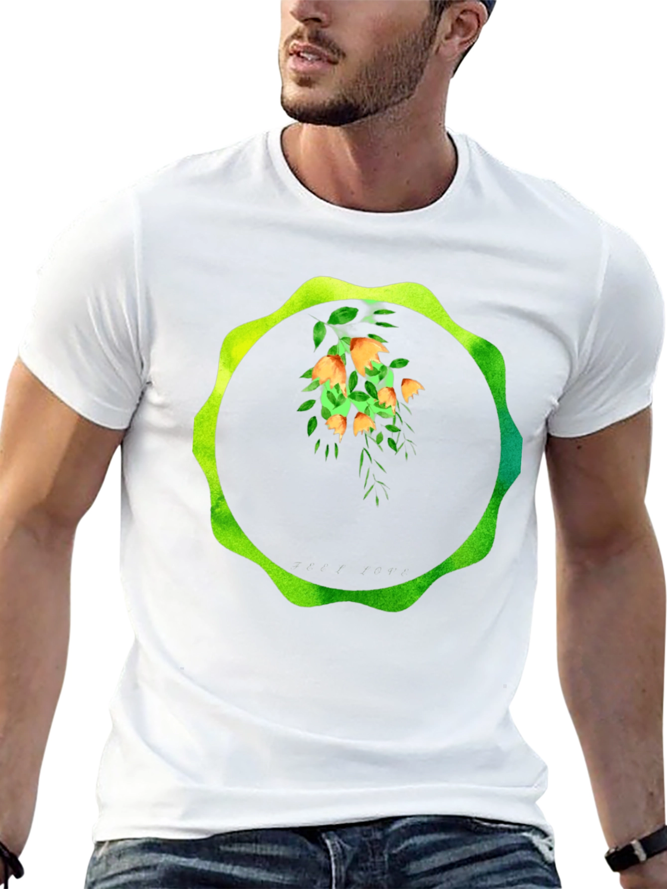 Floral Circle Graphic Tee - Unique Design