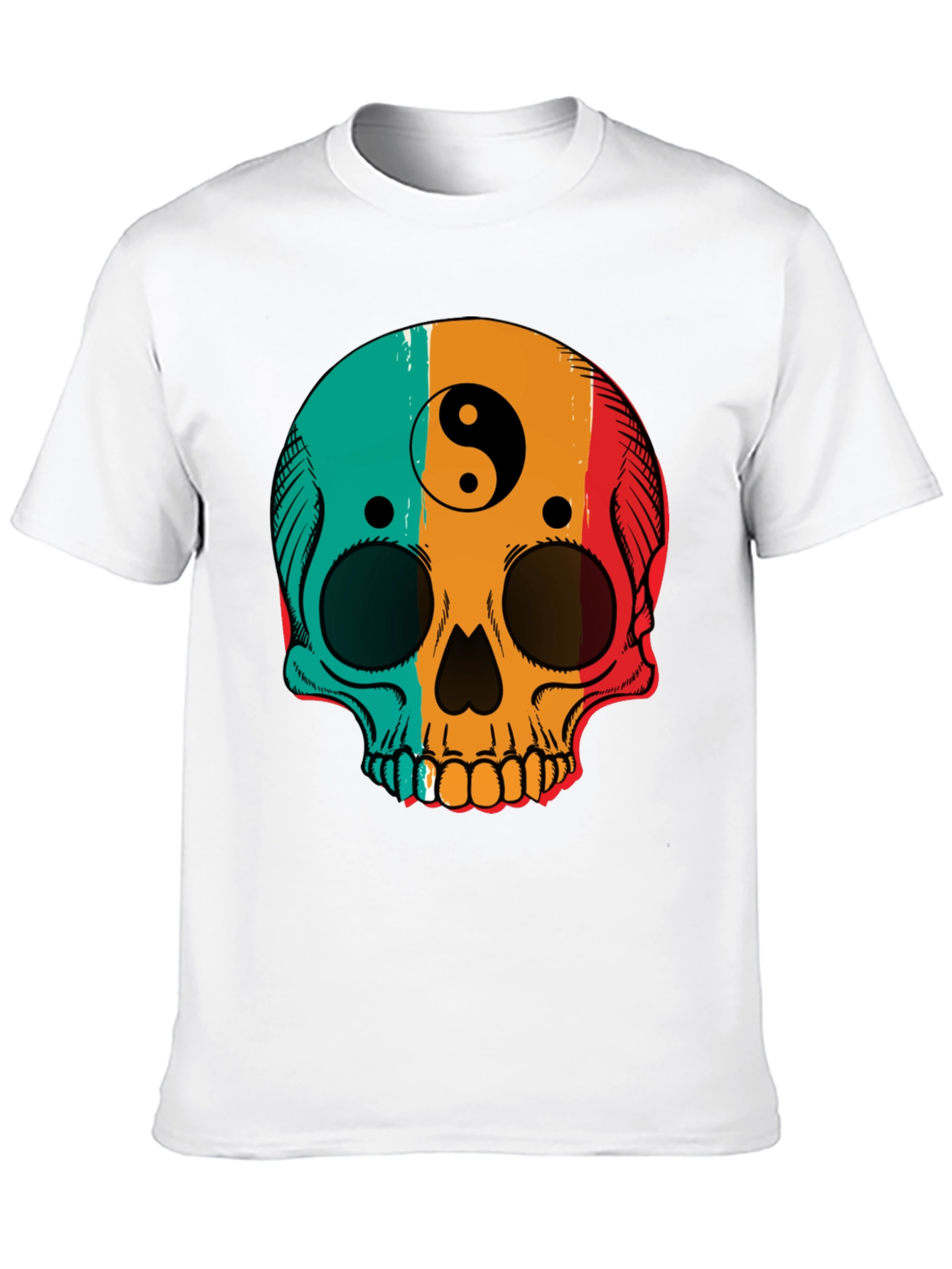 Yin Yang Skull Graphic Tee - Mens Black T-Shirt