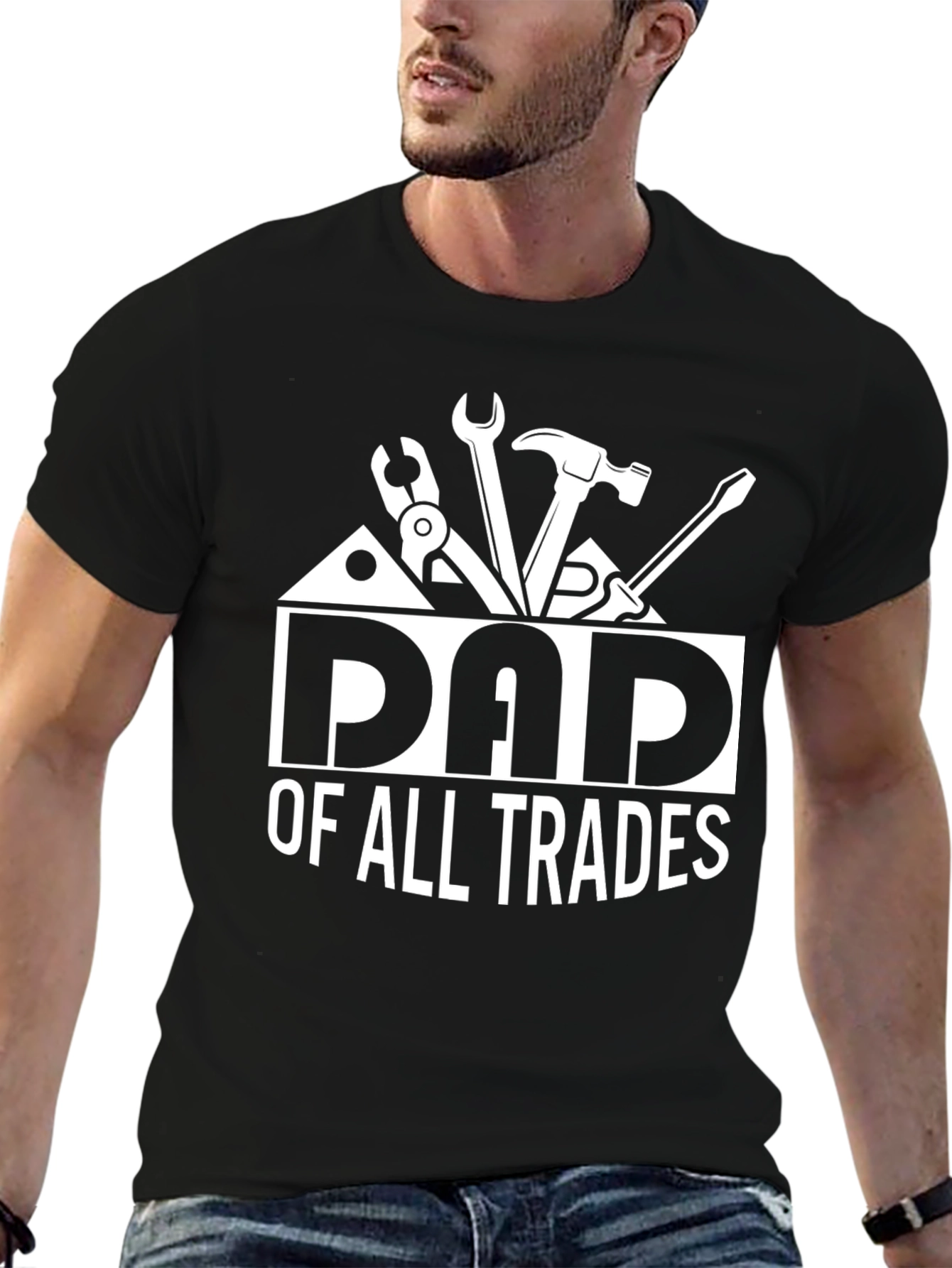 Dad of All Trades Graphic T-Shirt - Black