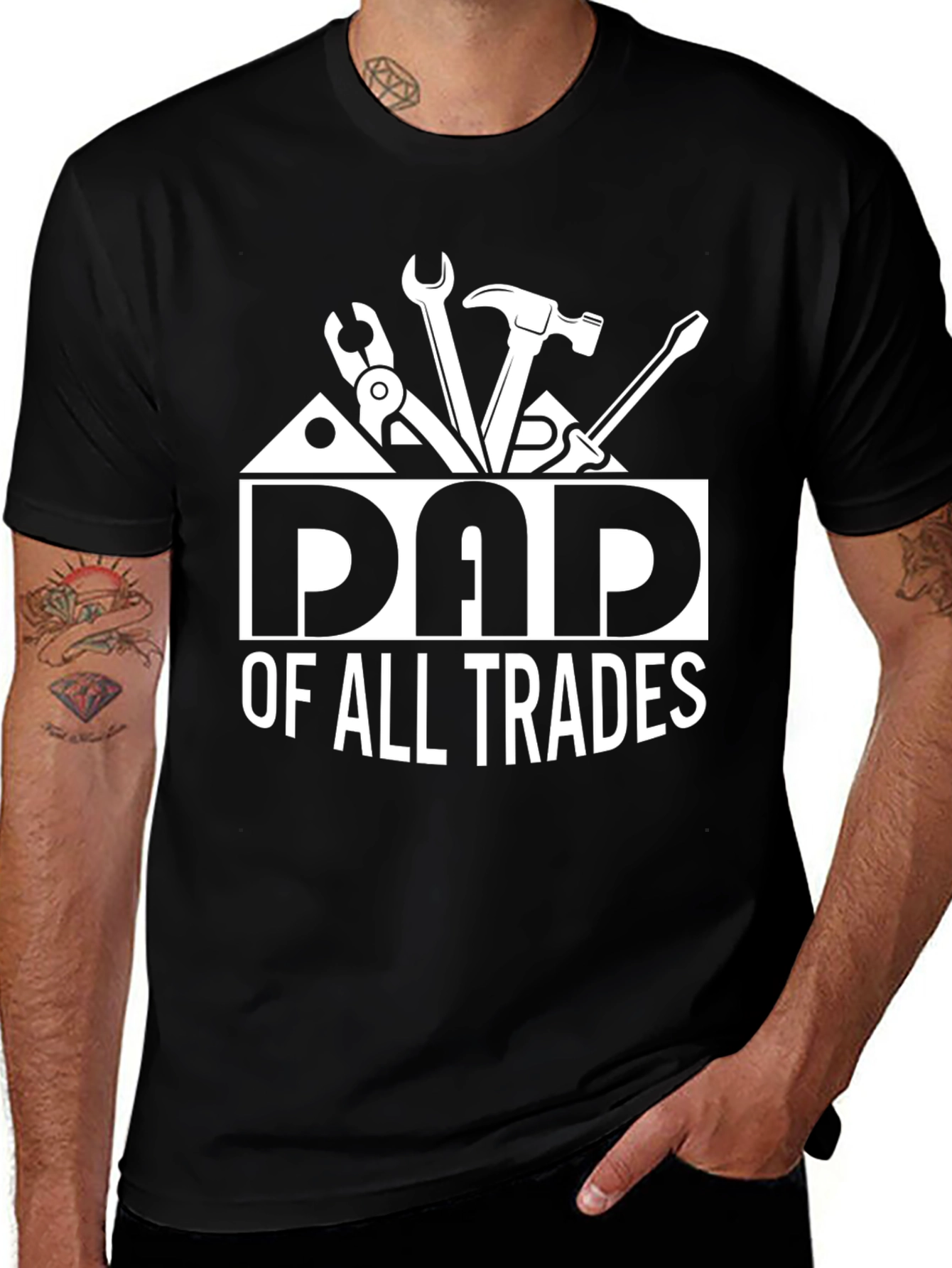 Dad of All Trades Graphic T-Shirt - Black