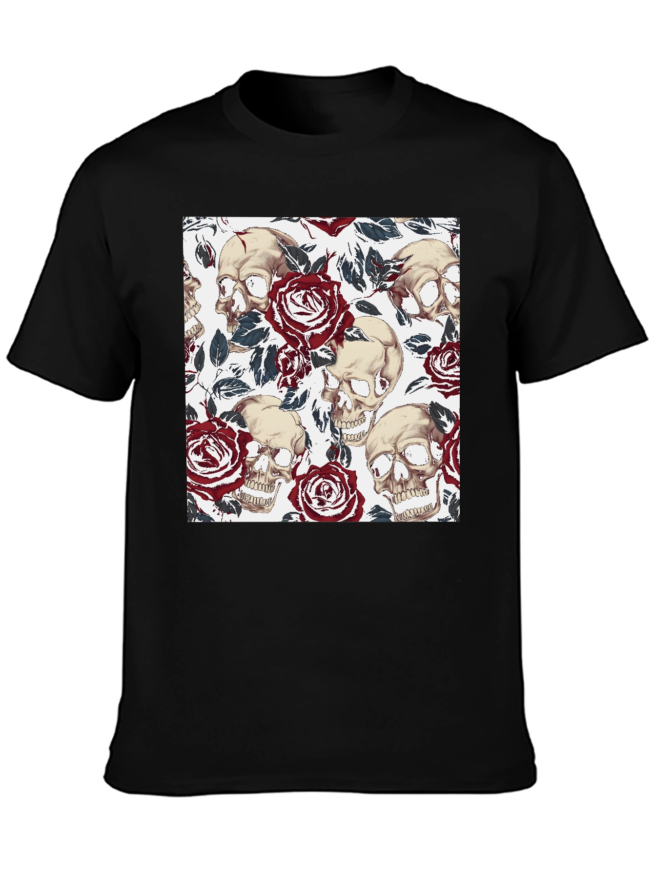 Skull & Rose Graphic Tee - Mens Casual T-Shirt