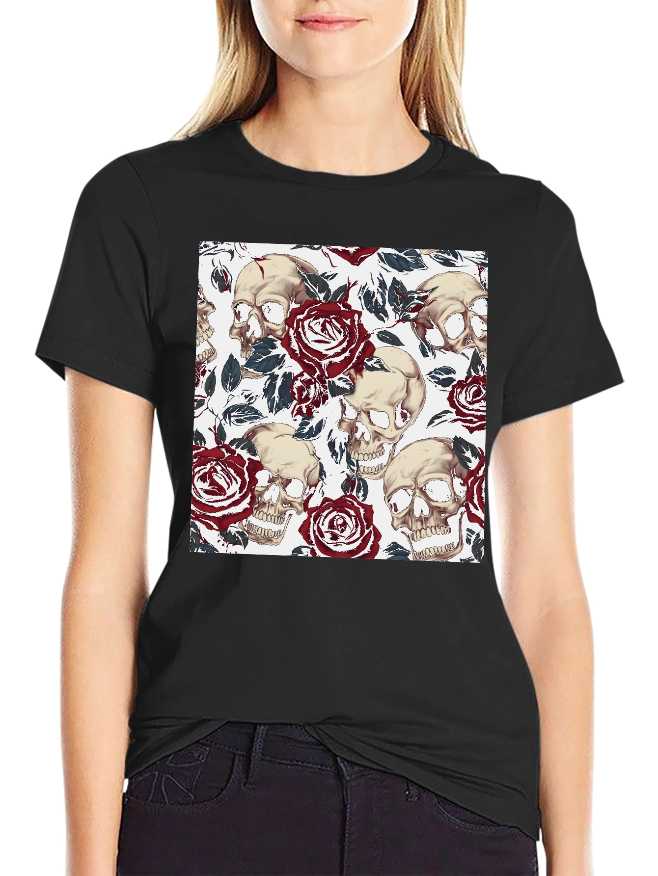 Skull & Rose Graphic Tee - Mens Casual T-Shirt