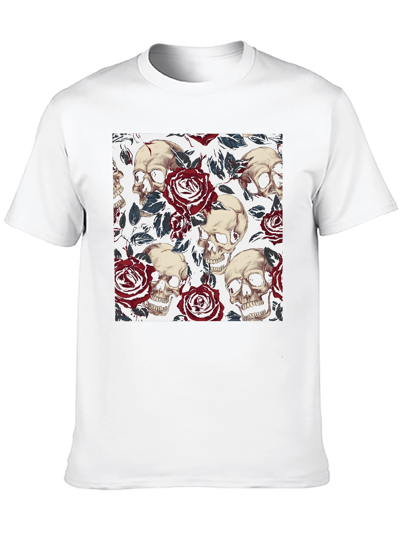 Skull & Rose Graphic Tee - Mens Casual T-Shirt