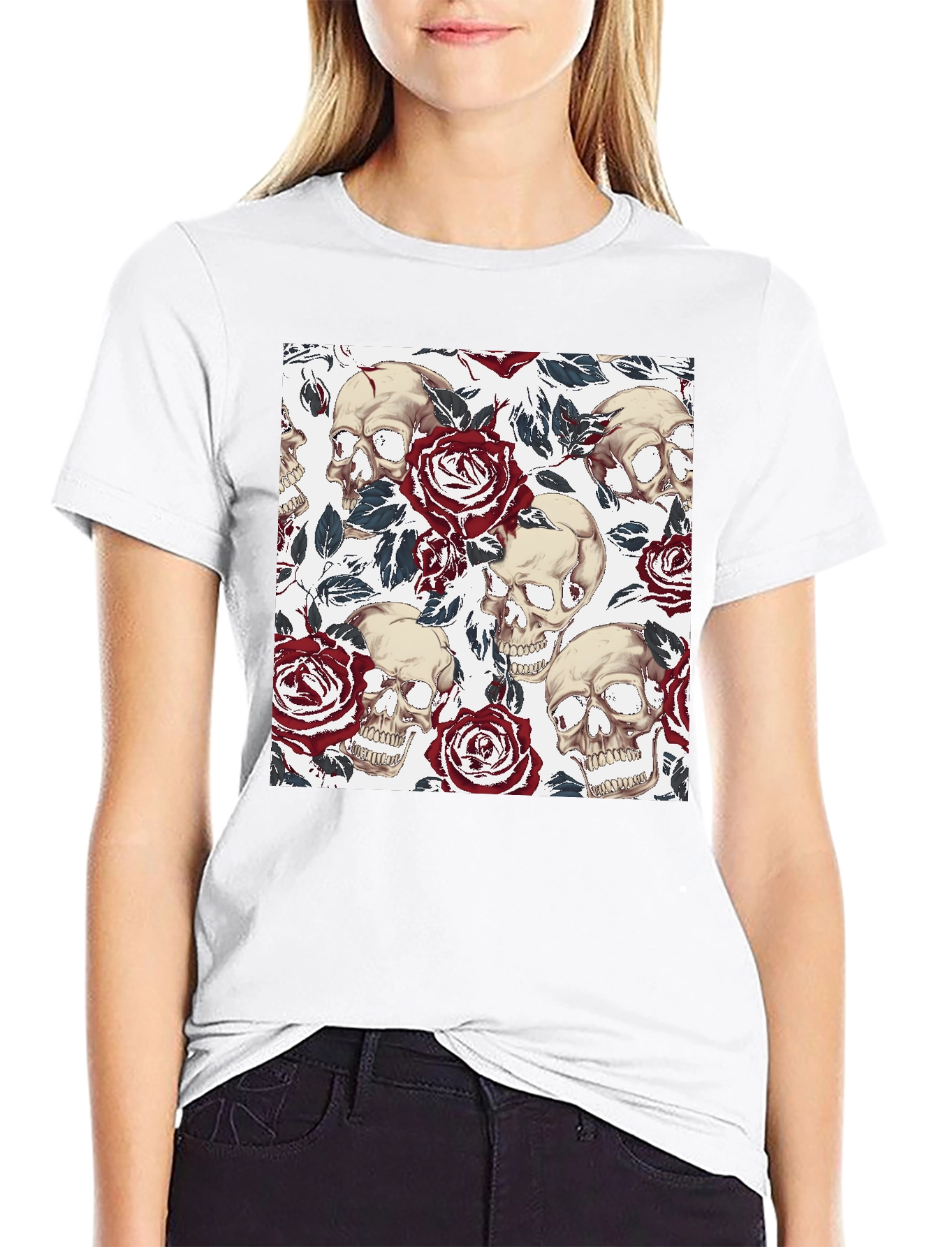 Skull & Rose Graphic Tee - Mens Casual T-Shirt