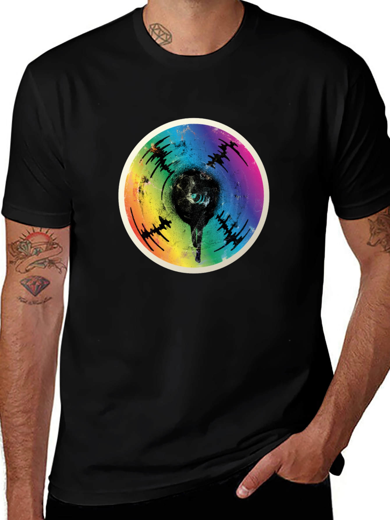Retro Rainbow Record Fist T-Shirt